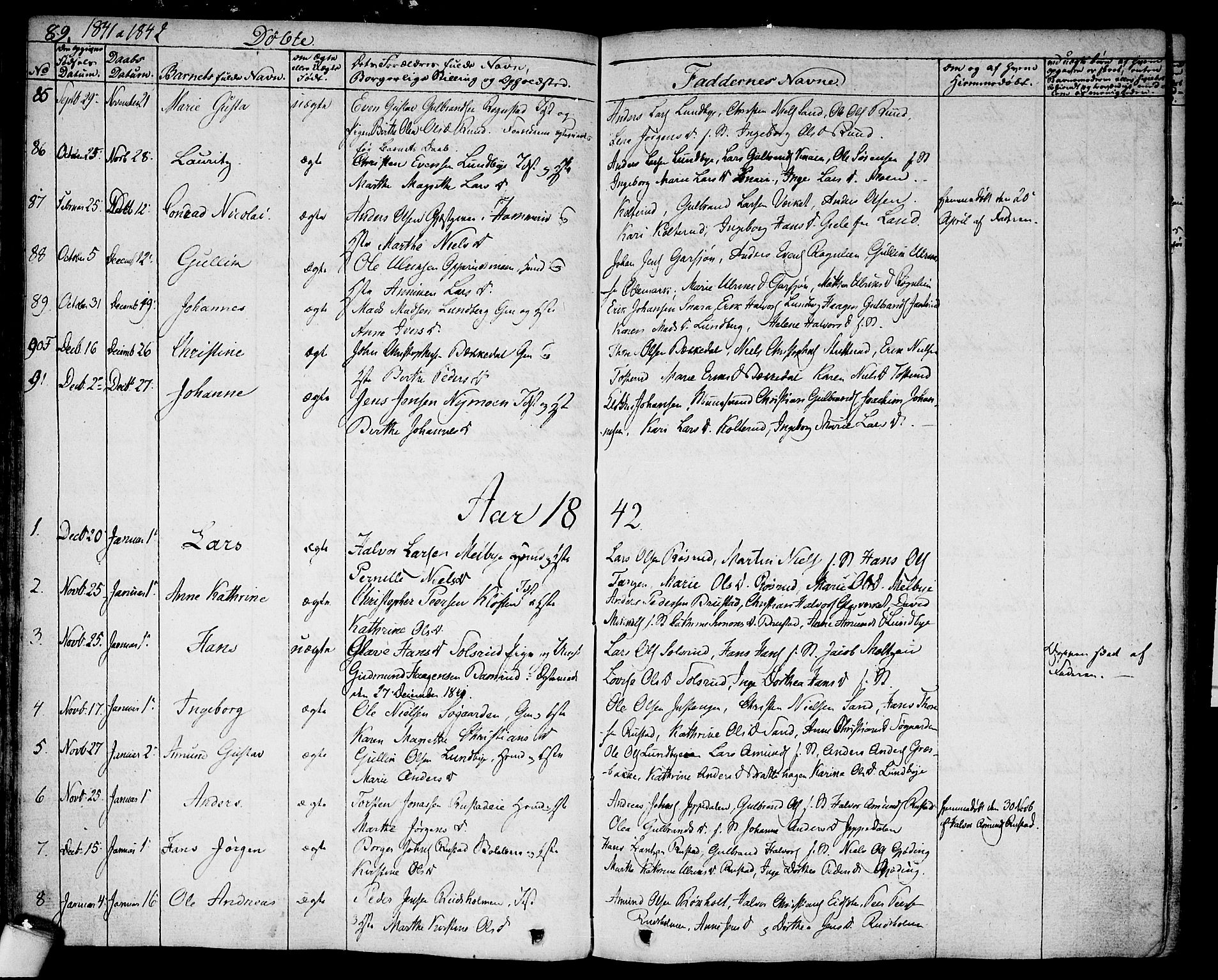 Hurdal prestekontor Kirkebøker, SAO/A-10889/F/Fa/L0004: Parish register (official) no. I 4, 1828-1845, p. 89