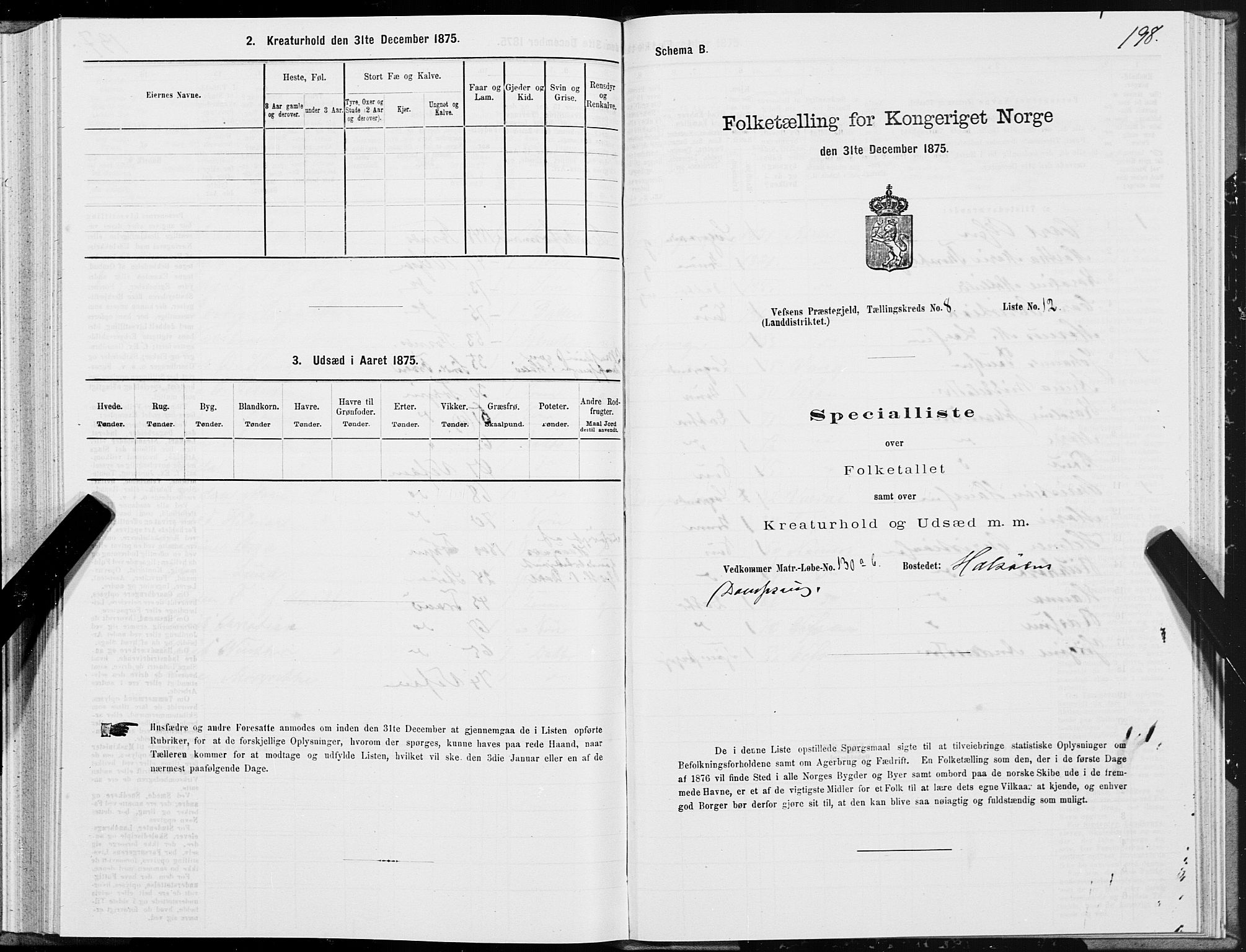 SAT, 1875 census for 1824L Vefsn/Vefsn, 1875, p. 2198