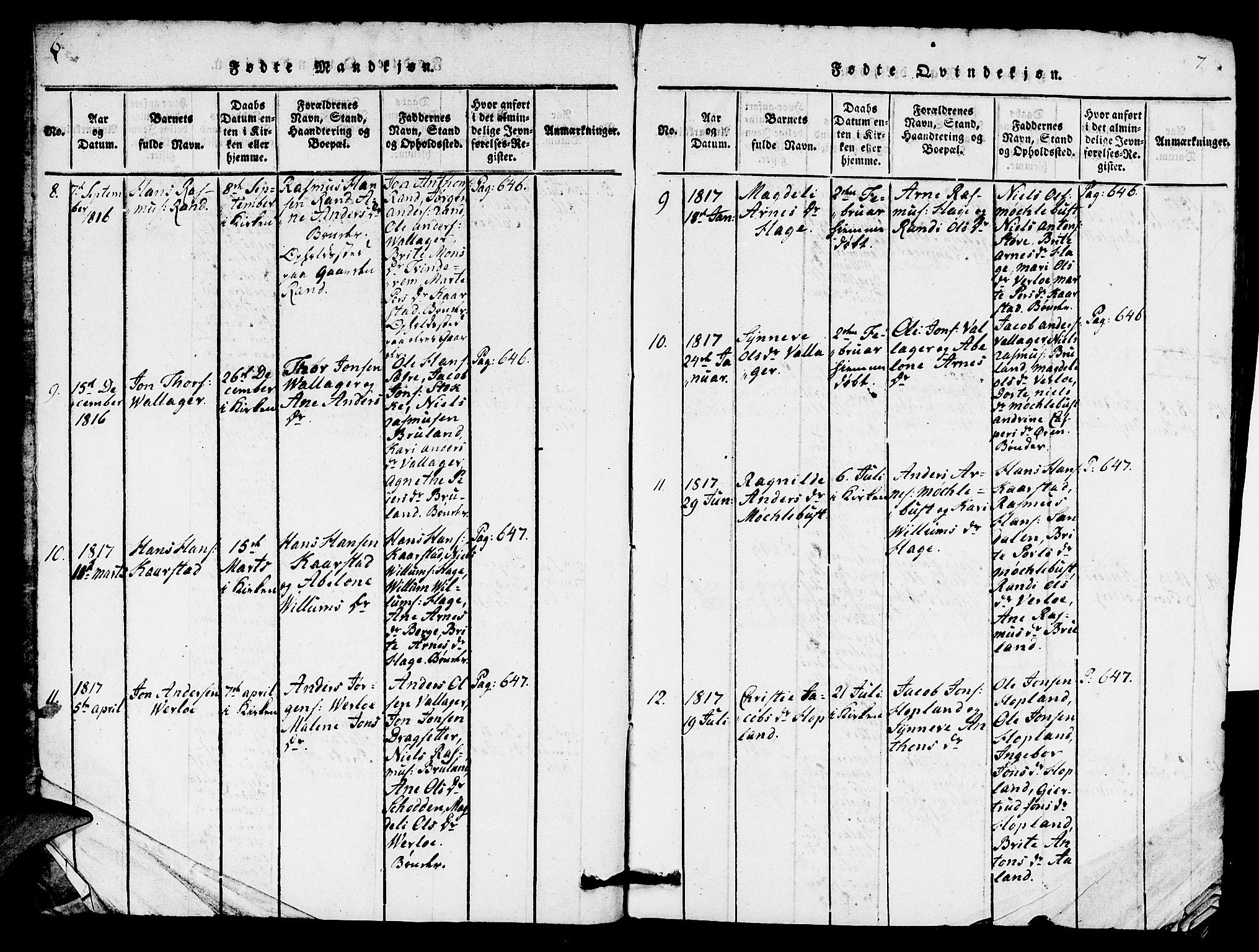 Innvik sokneprestembete, AV/SAB-A-80501: Parish register (copy) no. C 1, 1816-1820, p. 6-7