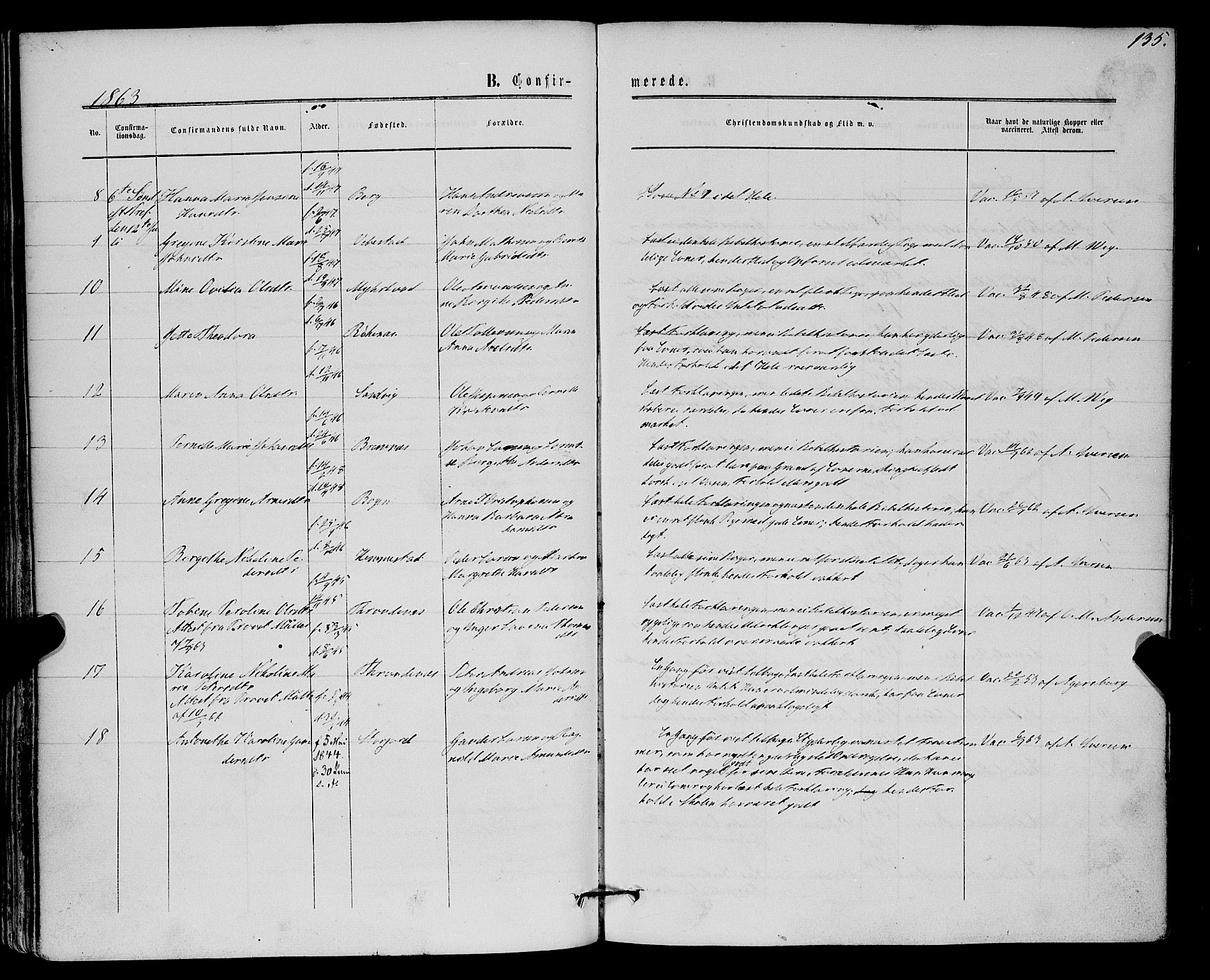 Kvæfjord sokneprestkontor, AV/SATØ-S-1323/G/Ga/Gaa/L0004kirke: Parish register (official) no. 4, 1857-1877, p. 135