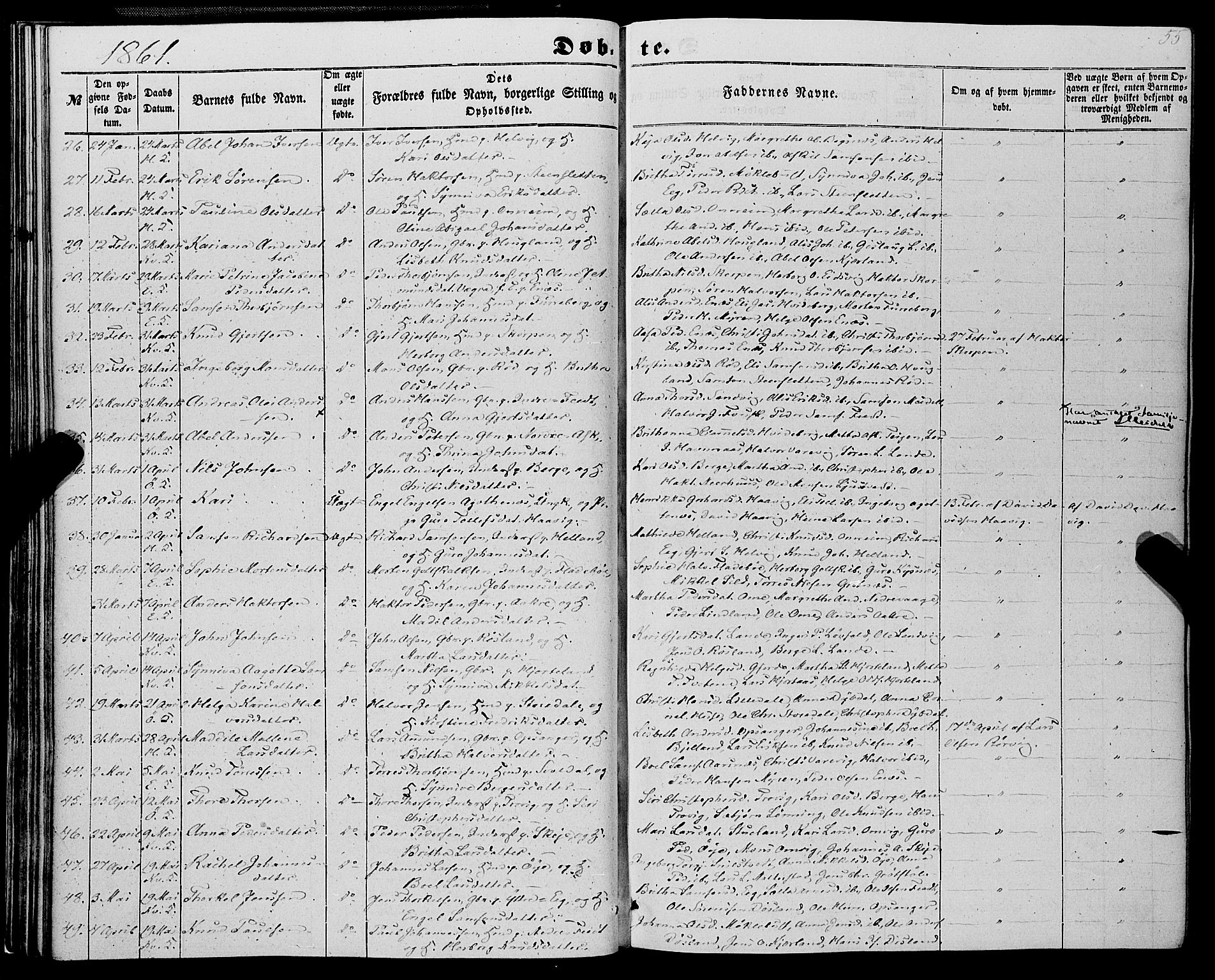 Kvinnherad sokneprestembete, SAB/A-76401/H/Haa: Parish register (official) no. A 8, 1854-1872, p. 55