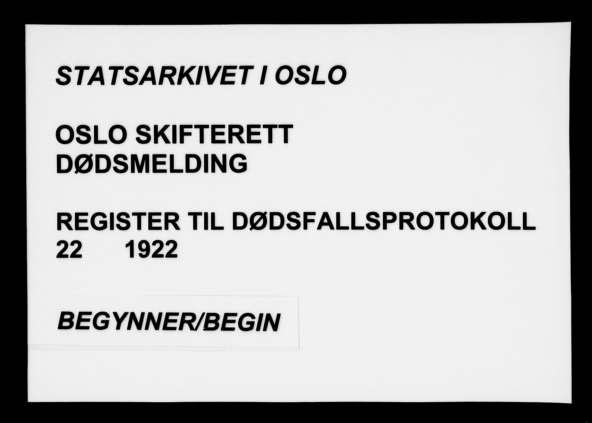 Oslo skifterett, AV/SAO-A-10383/F/Fa/Faa/L0022: Navneregister, 1922