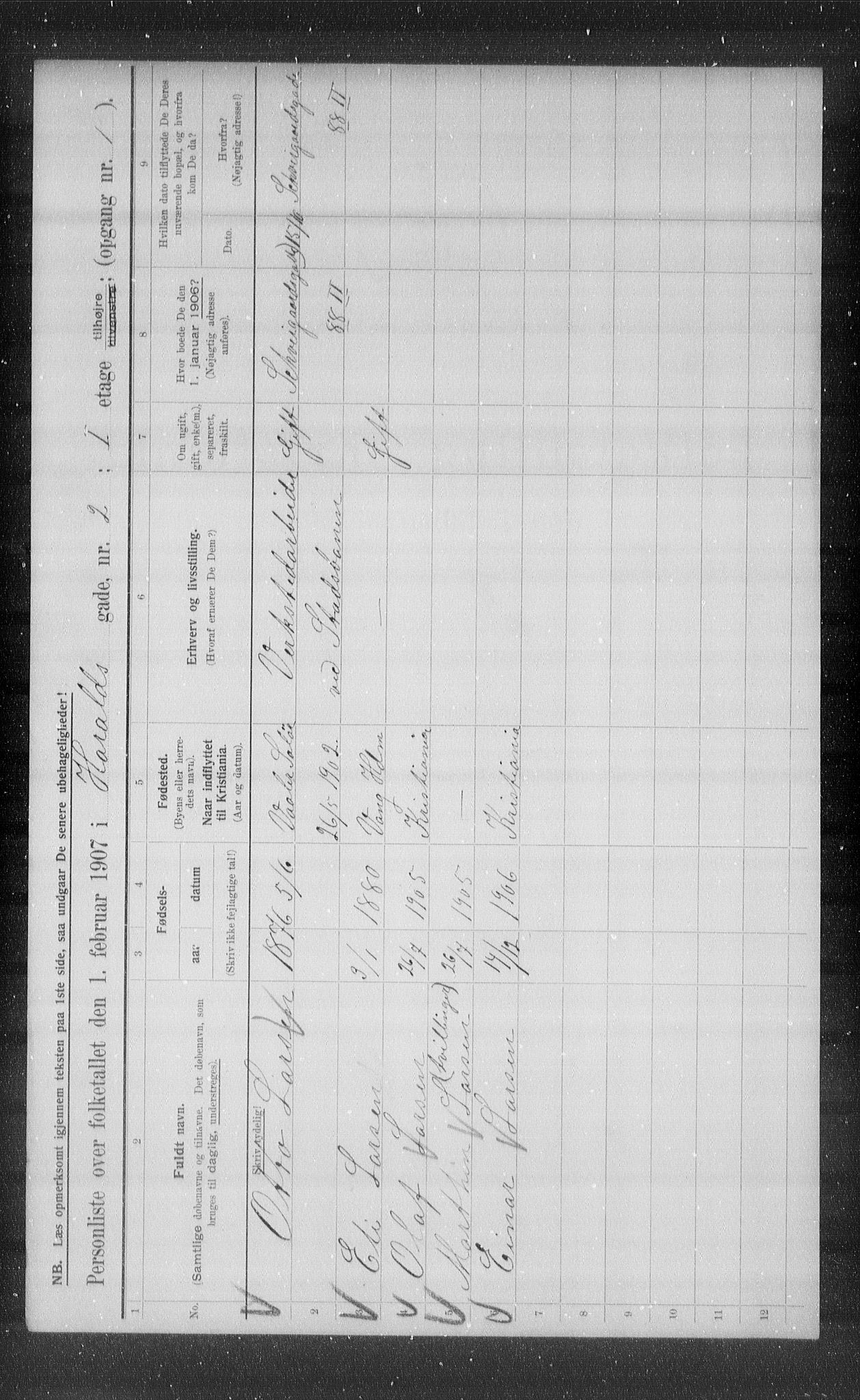 OBA, Municipal Census 1907 for Kristiania, 1907, p. 17955