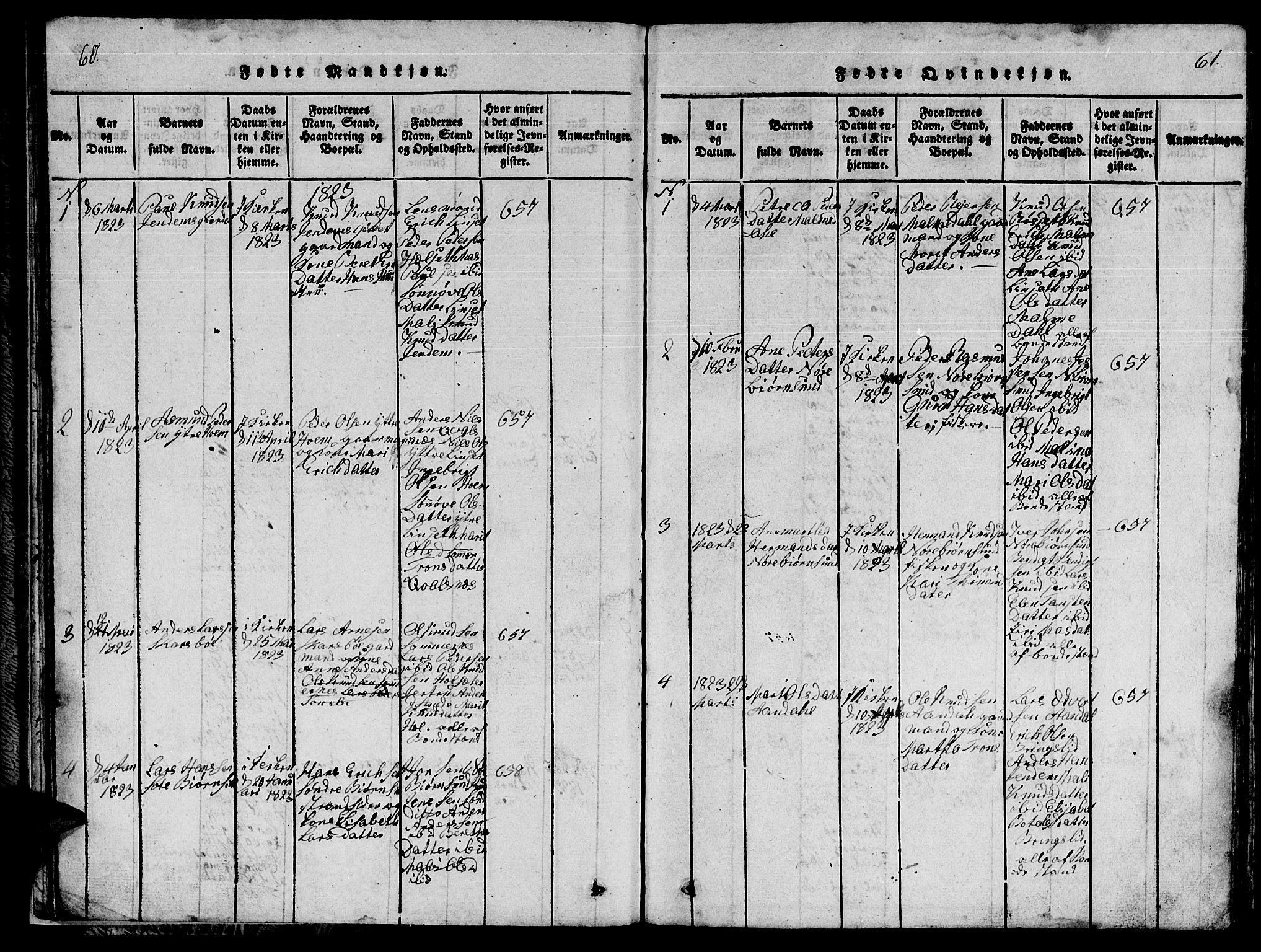 Ministerialprotokoller, klokkerbøker og fødselsregistre - Møre og Romsdal, SAT/A-1454/565/L0752: Parish register (copy) no. 565C01, 1817-1844, p. 60-61