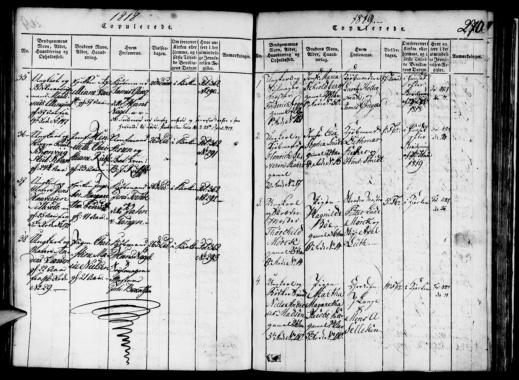 Nykirken Sokneprestembete, SAB/A-77101/H/Haa/L0011: Parish register (official) no. A 11, 1816-1821, p. 270