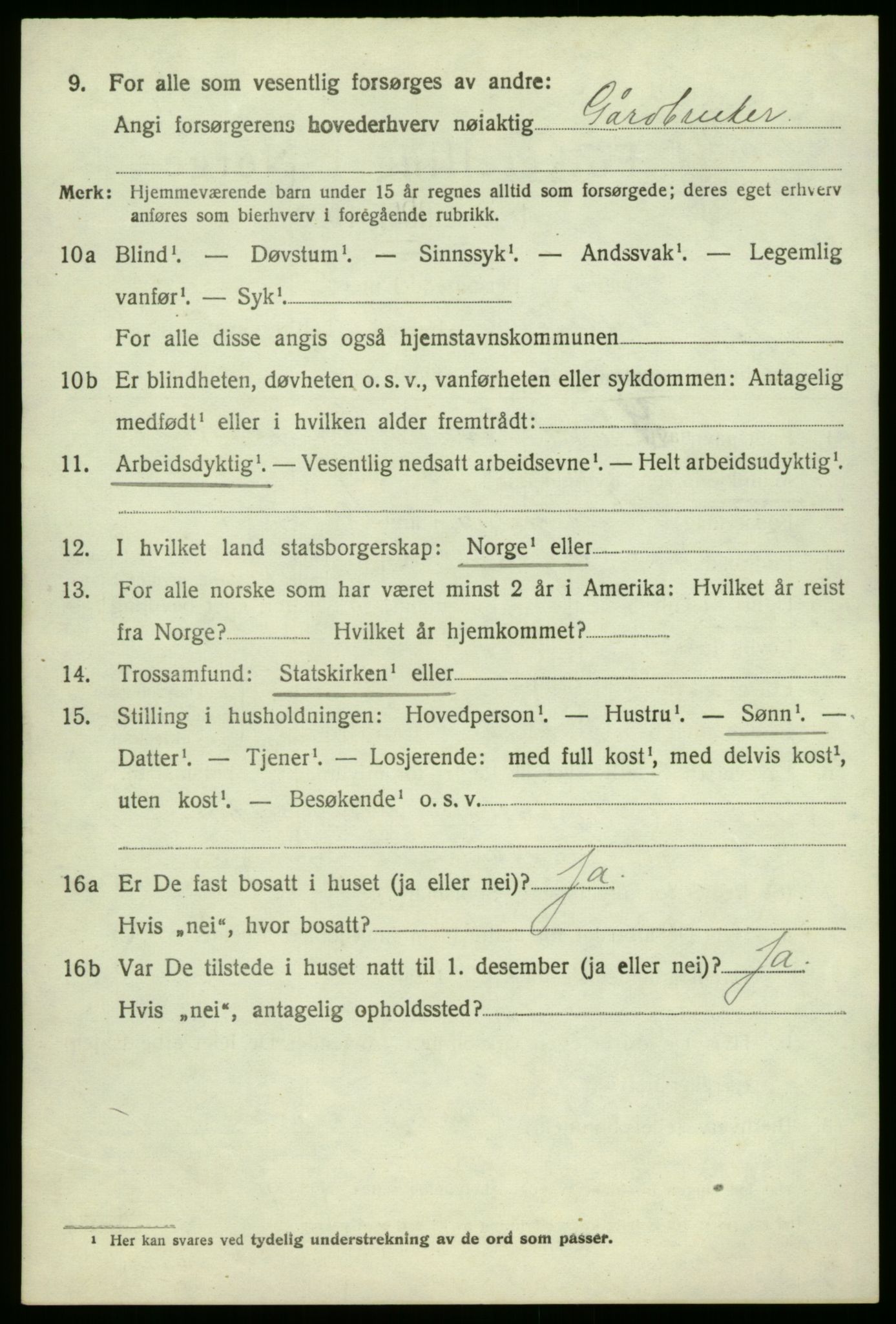 SAB, 1920 census for Hyllestad, 1920, p. 1815