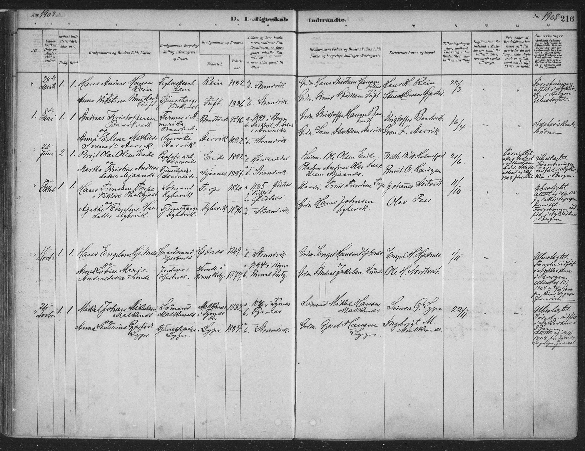 Fusa sokneprestembete, AV/SAB-A-75401/H/Haa: Parish register (official) no. D 1, 1880-1938, p. 216