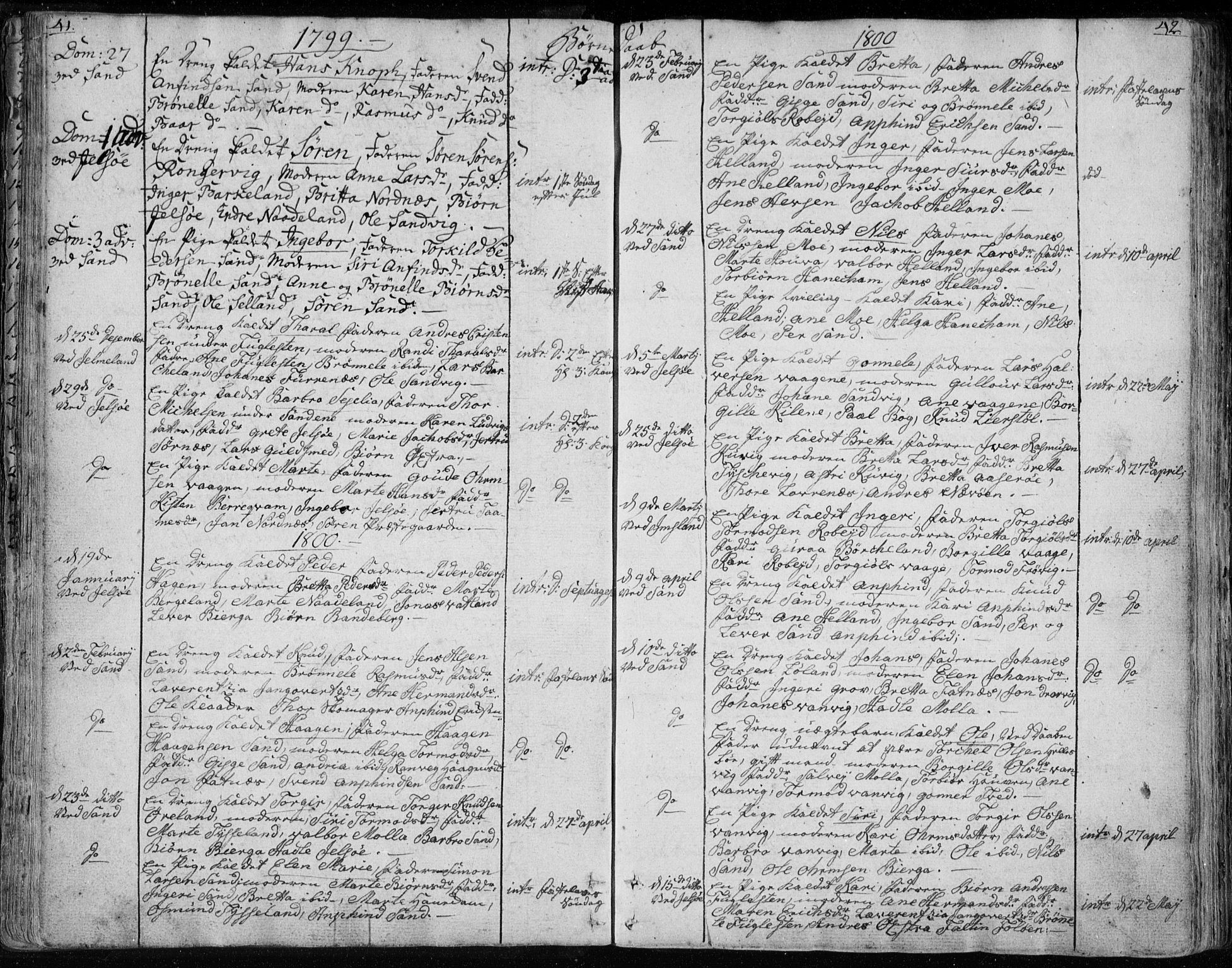Jelsa sokneprestkontor, SAST/A-101842/01/IV: Parish register (official) no. A 4, 1796-1816, p. 41-42