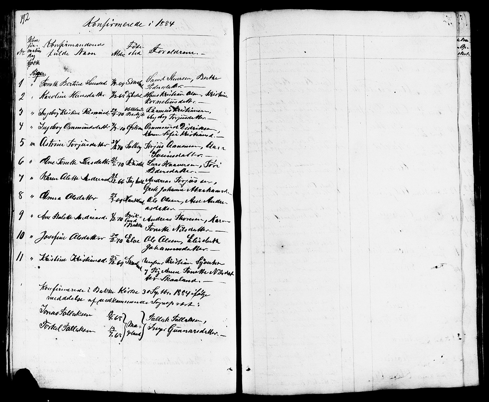 Lund sokneprestkontor, AV/SAST-A-101809/S07/L0003: Parish register (copy) no. B 3, 1848-1885, p. 192