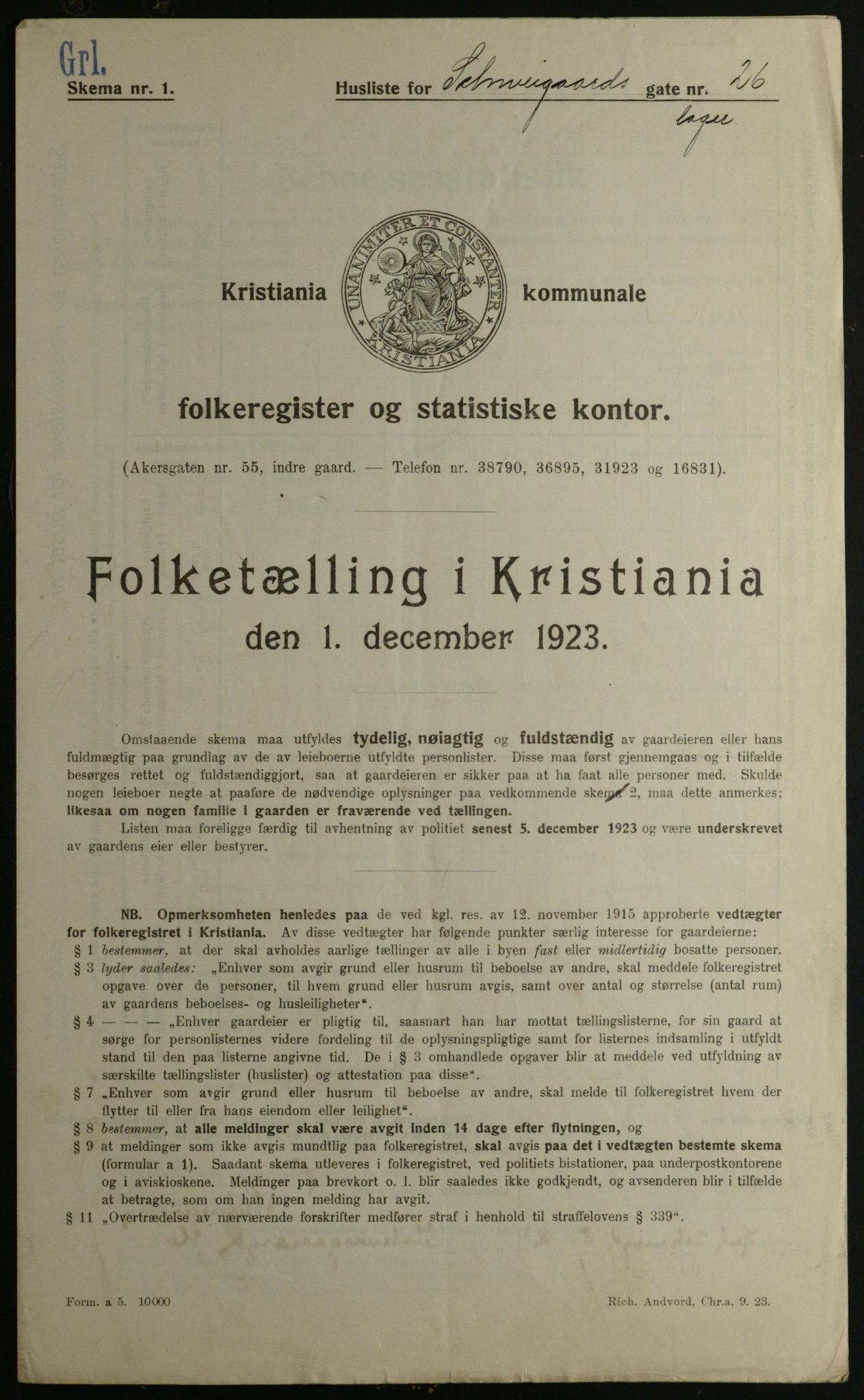 OBA, Municipal Census 1923 for Kristiania, 1923, p. 100759