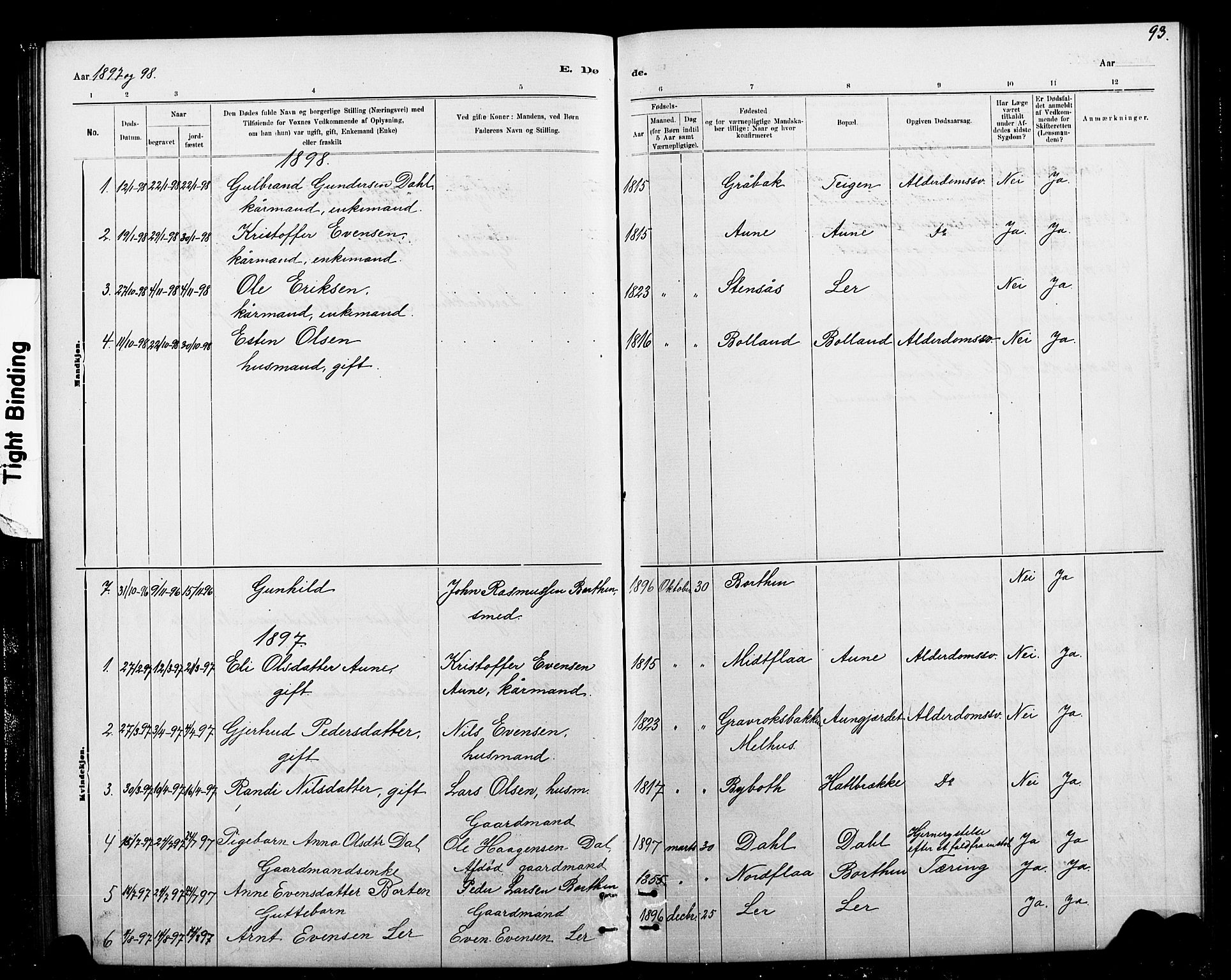 Ministerialprotokoller, klokkerbøker og fødselsregistre - Sør-Trøndelag, SAT/A-1456/693/L1123: Parish register (copy) no. 693C04, 1887-1910, p. 93