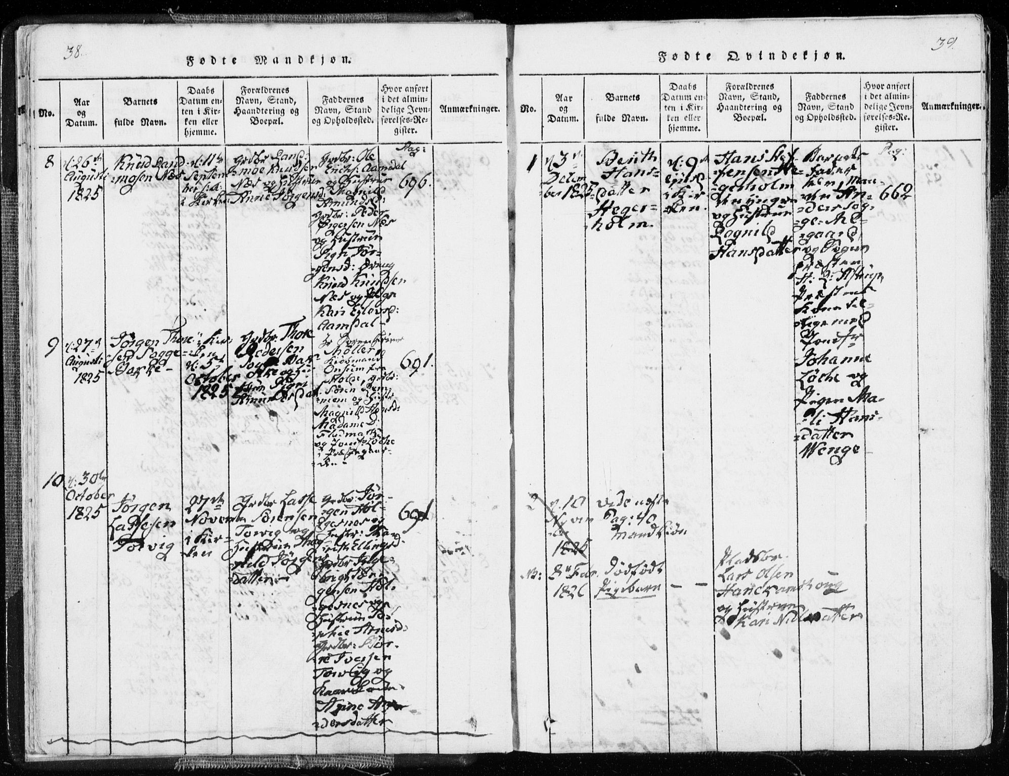 Ministerialprotokoller, klokkerbøker og fødselsregistre - Møre og Romsdal, SAT/A-1454/544/L0571: Parish register (official) no. 544A04, 1818-1853, p. 38-39