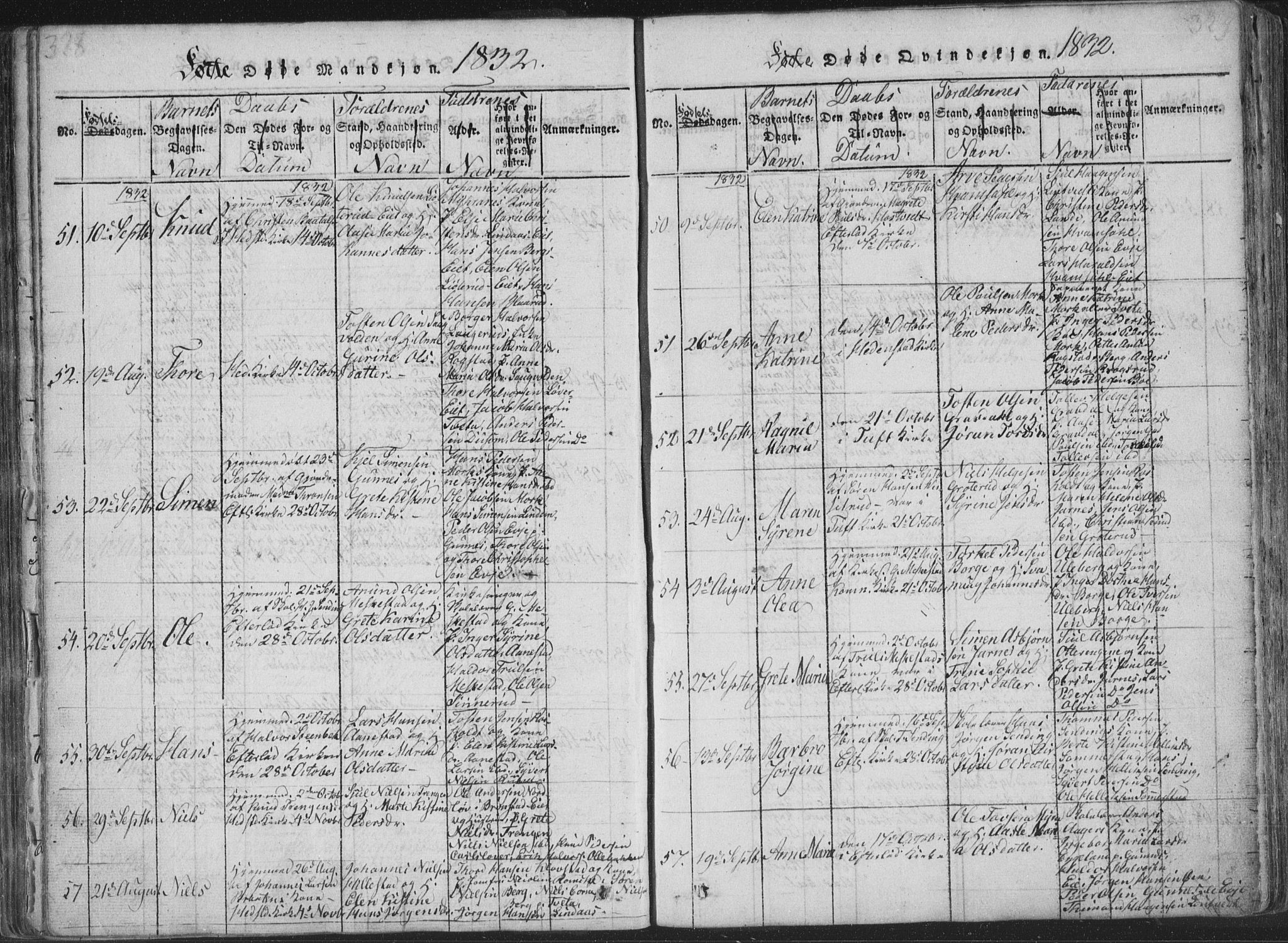 Sandsvær kirkebøker, AV/SAKO-A-244/F/Fa/L0004: Parish register (official) no. I 4, 1817-1839, p. 328-329