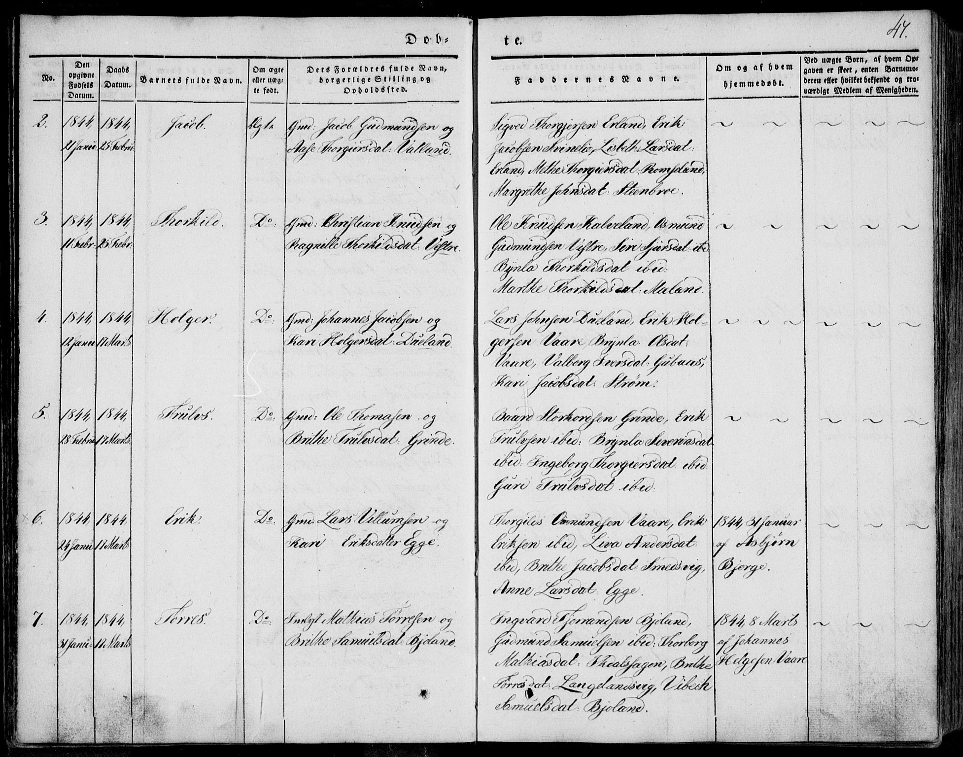 Skjold sokneprestkontor, AV/SAST-A-101847/H/Ha/Haa/L0006: Parish register (official) no. A 6.1, 1835-1858, p. 47