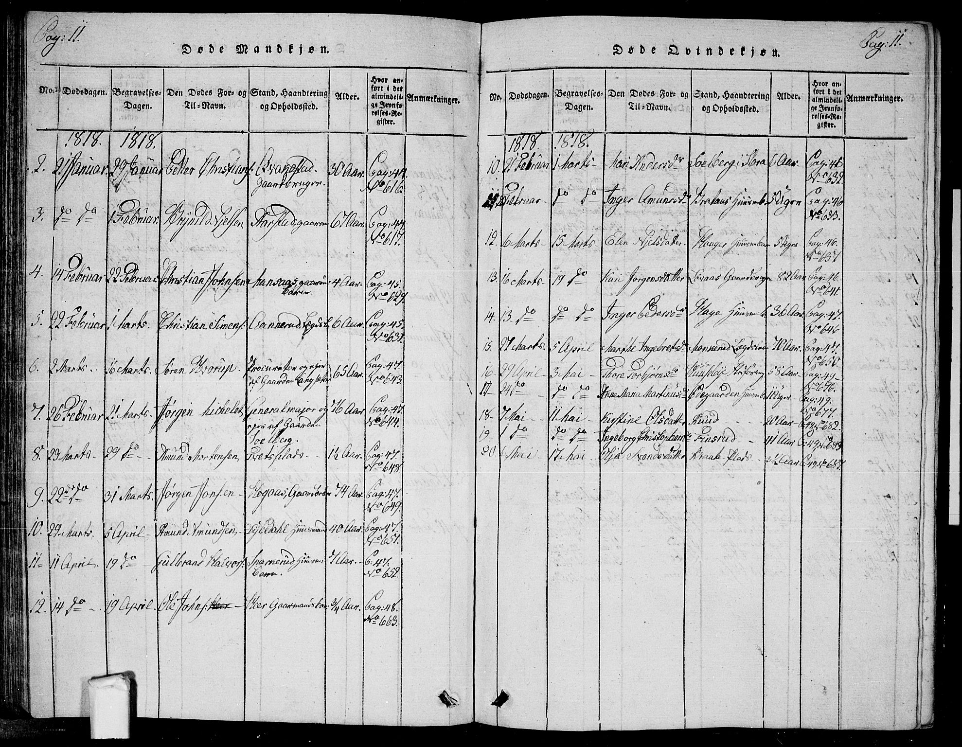 Trøgstad prestekontor Kirkebøker, SAO/A-10925/G/Ga/L0001: Parish register (copy) no. I 1, 1815-1831, p. 11