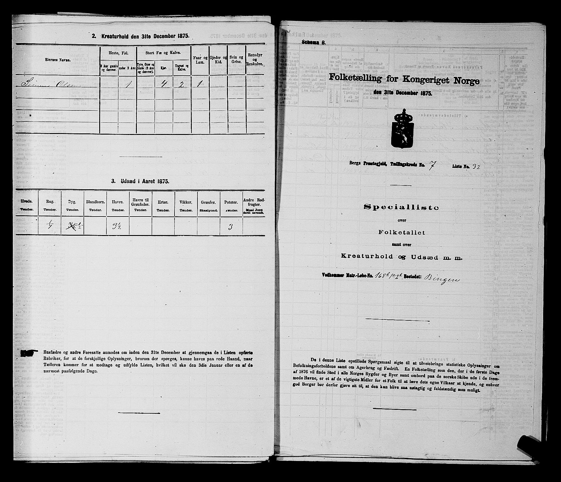 RA, 1875 census for 0116P Berg, 1875, p. 1131