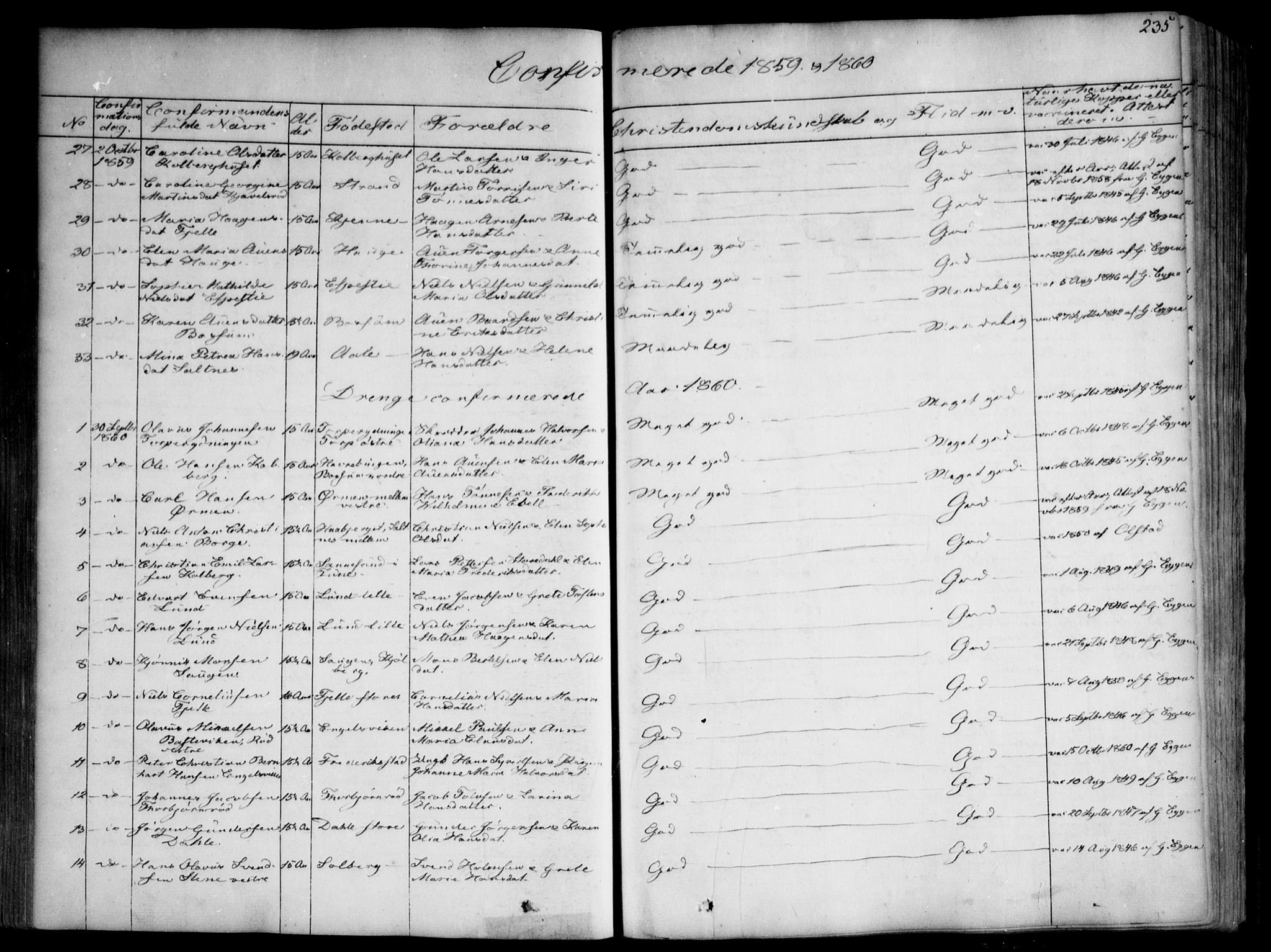 Onsøy prestekontor Kirkebøker, SAO/A-10914/F/Fa/L0003: Parish register (official) no. I 3, 1841-1860, p. 235
