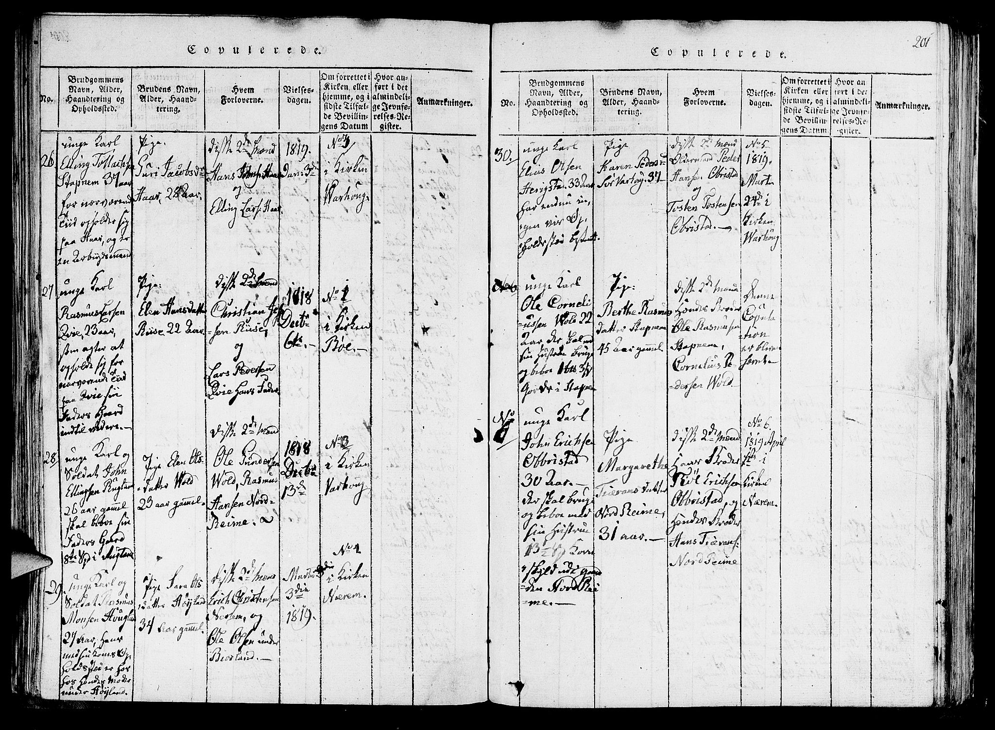 Hå sokneprestkontor, SAST/A-101801/001/30BA/L0003: Parish register (official) no. A 3, 1815-1825, p. 201