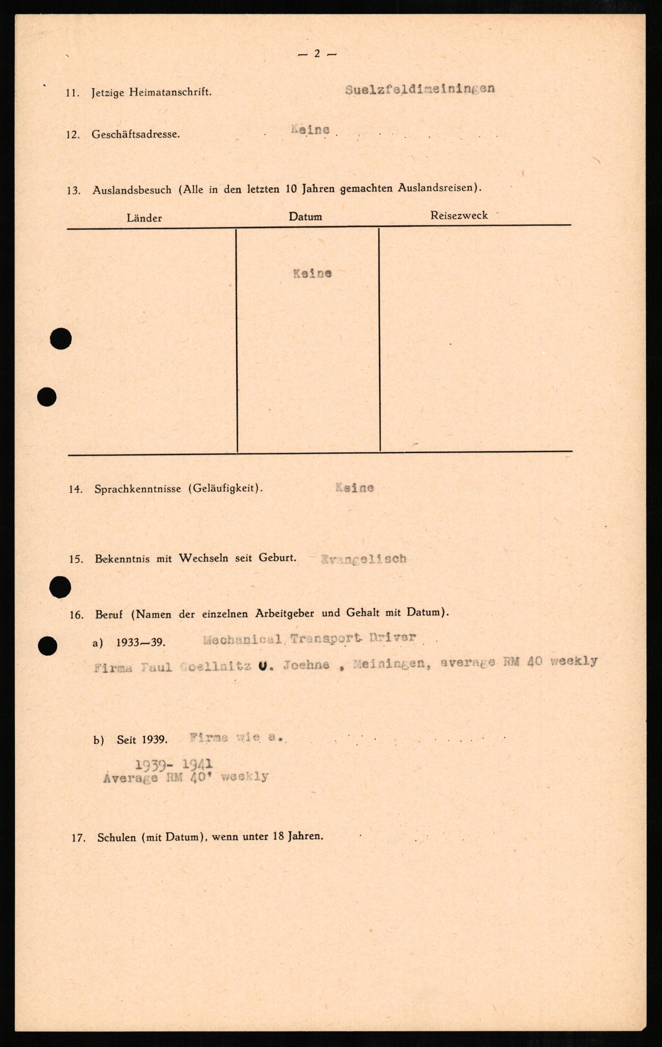 Forsvaret, Forsvarets overkommando II, AV/RA-RAFA-3915/D/Db/L0006: CI Questionaires. Tyske okkupasjonsstyrker i Norge. Tyskere., 1945-1946, p. 75