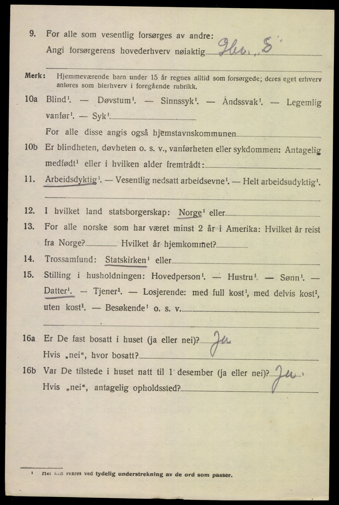 SAK, 1920 census for Spangereid, 1920, p. 2244