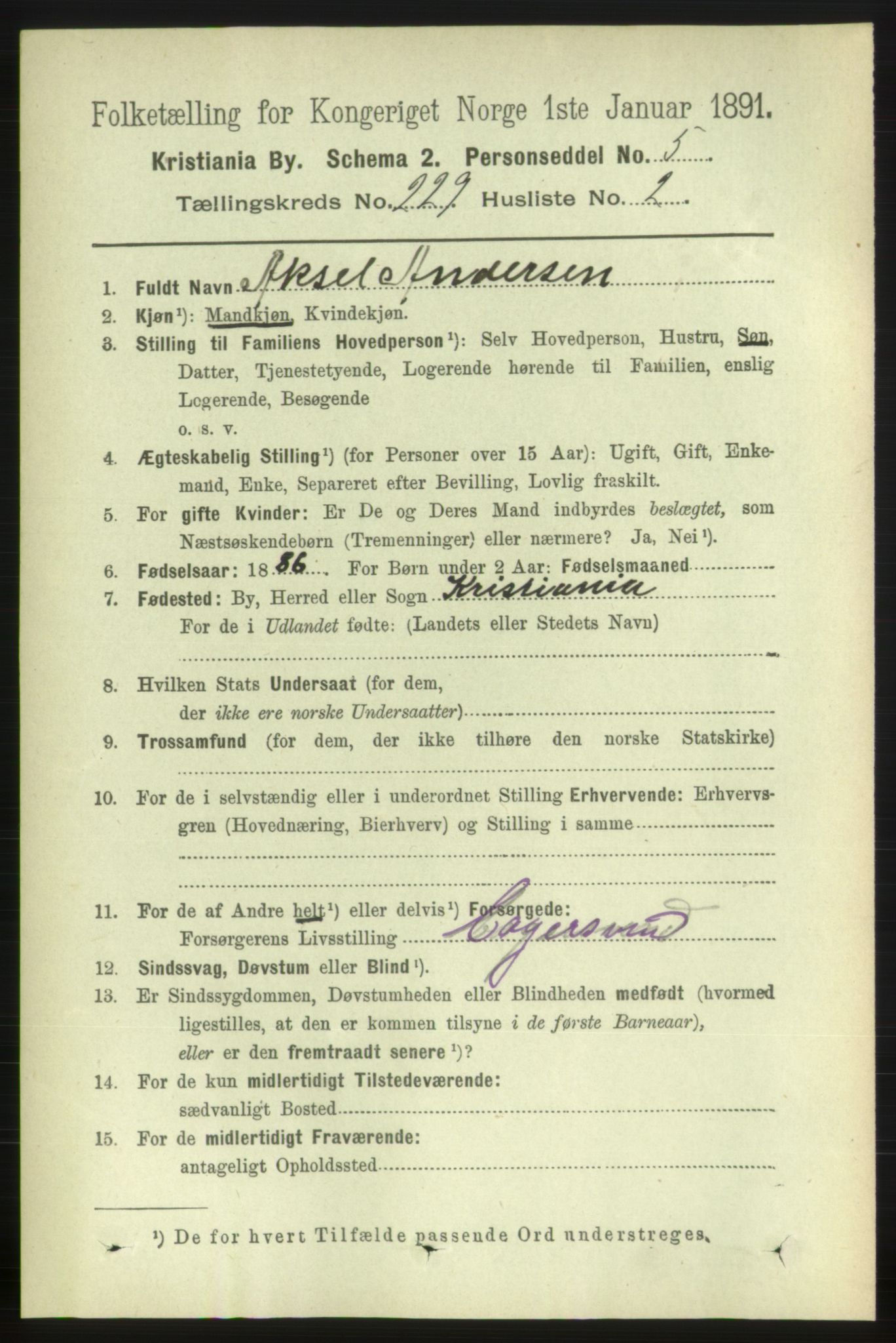 RA, 1891 census for 0301 Kristiania, 1891, p. 140463