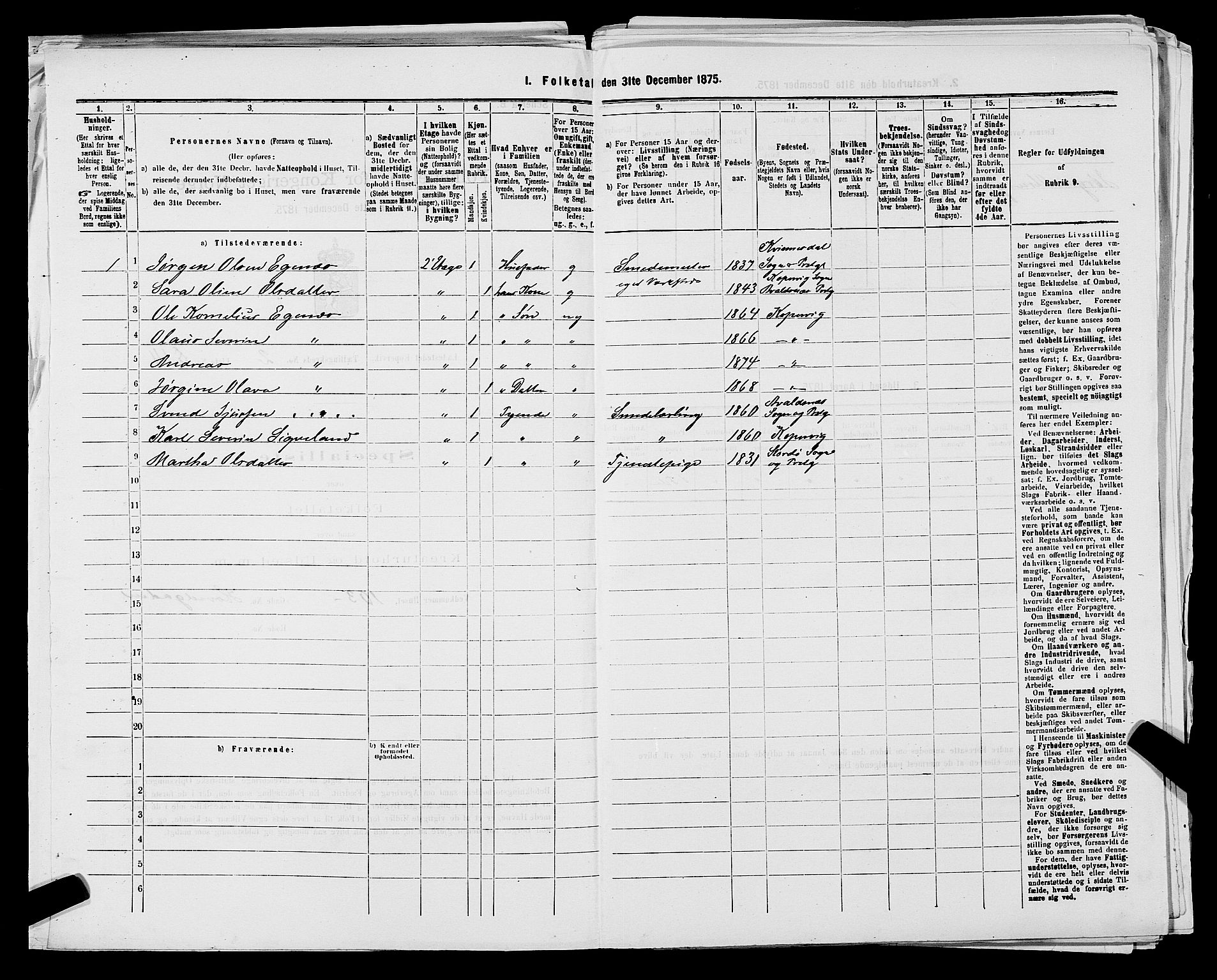 SAST, 1875 census for 1105B Avaldsnes/Kopervik, 1875, p. 31