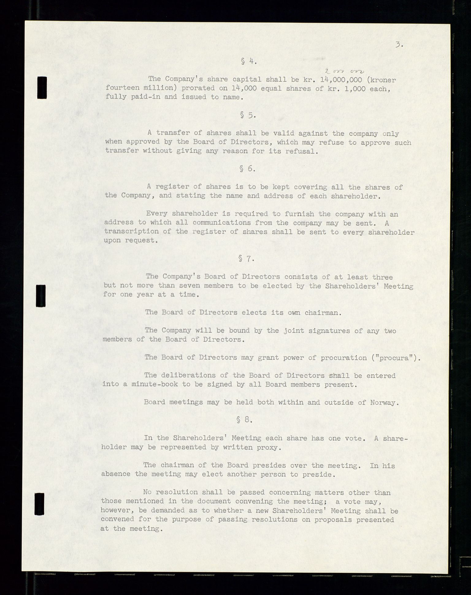 PA 1537 - A/S Essoraffineriet Norge, AV/SAST-A-101957/A/Aa/L0001/0002: Styremøter / Shareholder meetings, board meetings, by laws (vedtekter), 1957-1960, p. 88