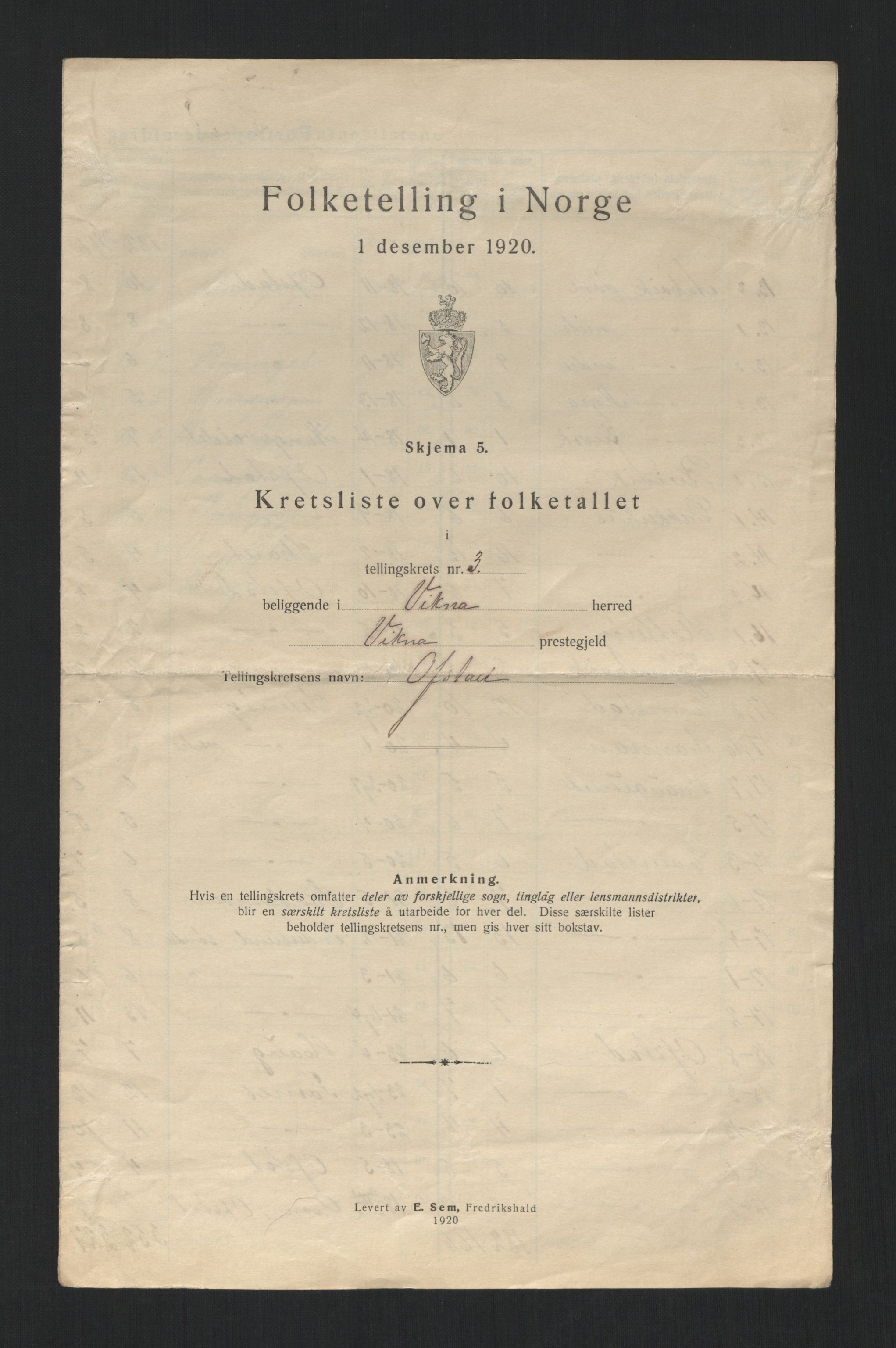 SAT, 1920 census for Vikna, 1920, p. 12