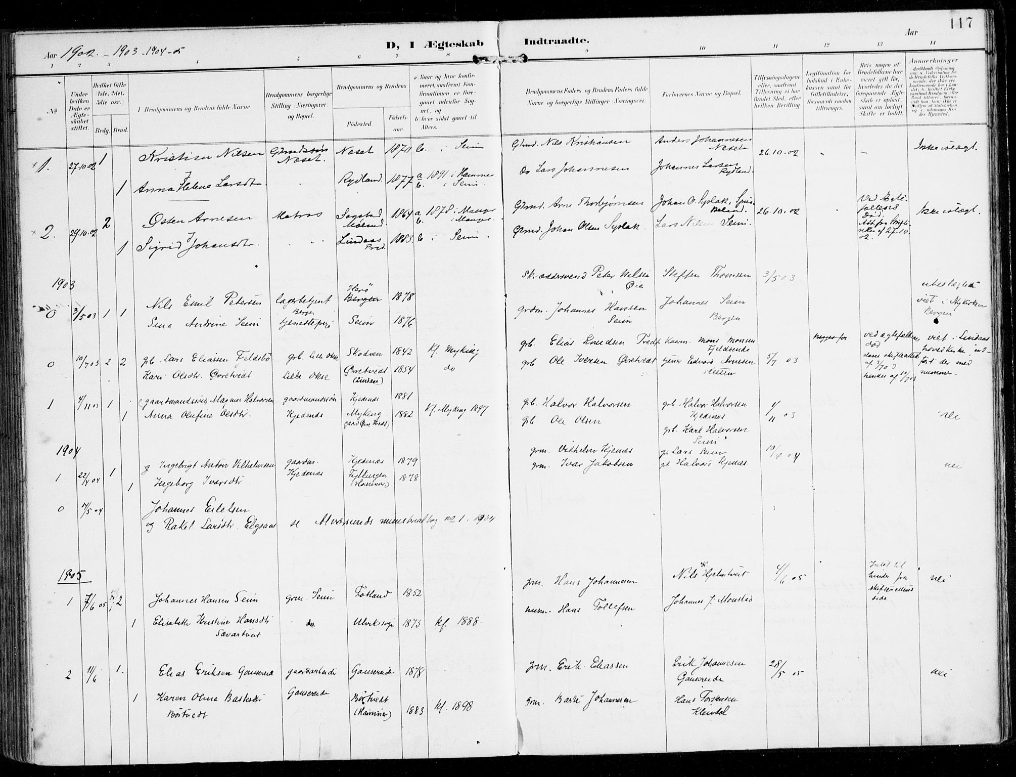 Alversund Sokneprestembete, AV/SAB-A-73901/H/Ha/Haa/Haad/L0004: Parish register (official) no. D 4, 1898-1926, p. 117