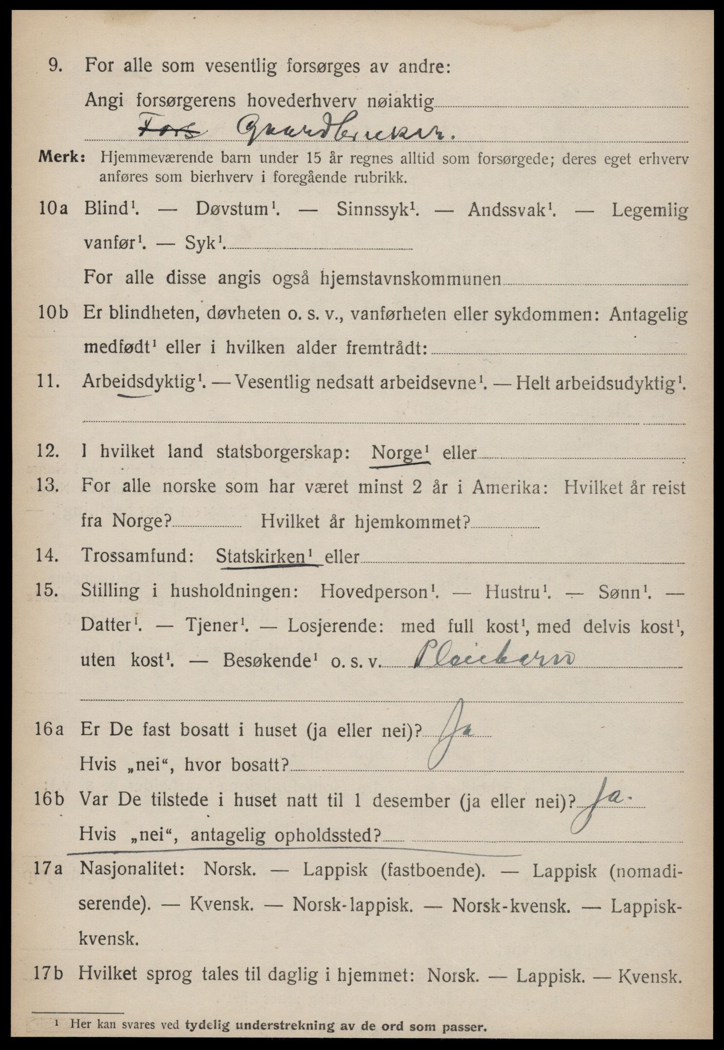 SAT, 1920 census for Orkland, 1920, p. 3685