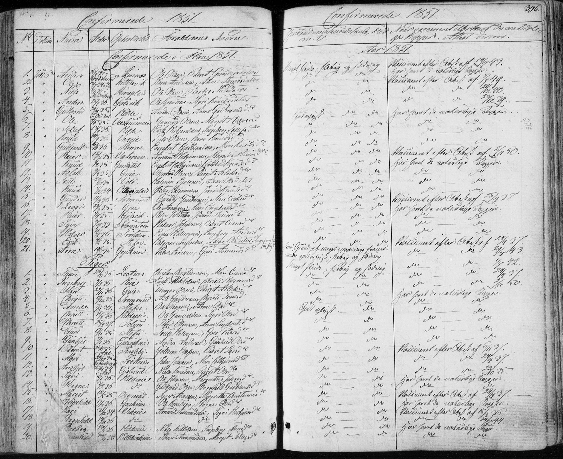 Nes kirkebøker, AV/SAKO-A-236/F/Fa/L0009: Parish register (official) no. 9, 1834-1863, p. 396