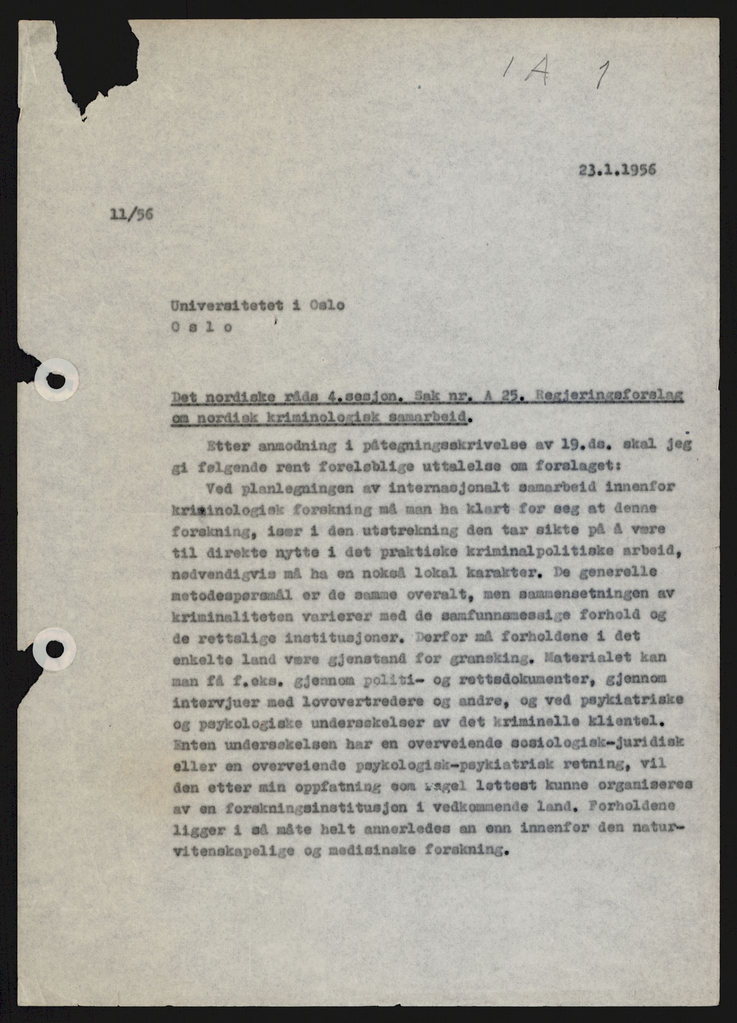 Justisdepartementet, Nordisk samarbeidsråd for kriminologi, AV/RA-S-1164/D/Da/L0001: A Rådets virksomhet, 1961-1974, p. 41