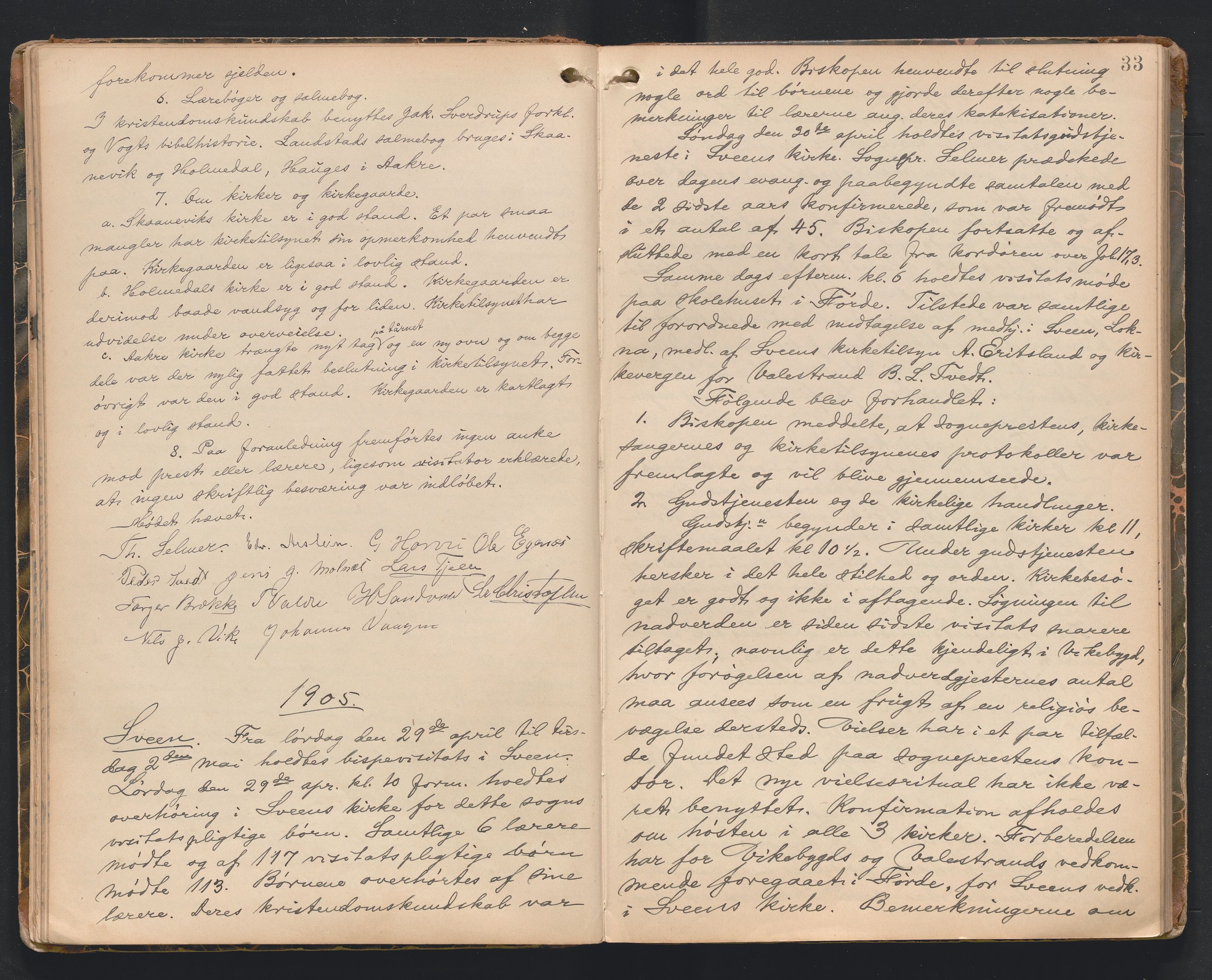 Søndre Sunnhordland prosti, AV/SAB-A-99913/F/L0002: Visitasprotokoll, 1895-1967, p. 32b-33a