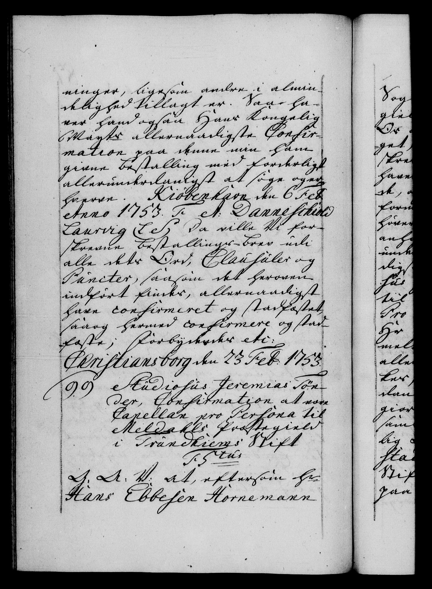 Danske Kanselli 1572-1799, AV/RA-EA-3023/F/Fc/Fca/Fcaa/L0038: Norske registre, 1753-1754, p. 87b