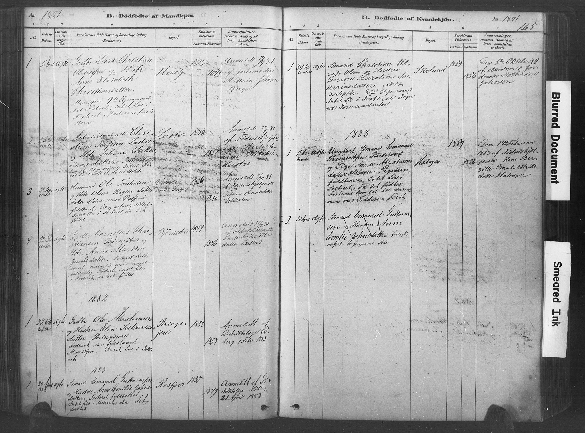 Lyngdal sokneprestkontor, SAK/1111-0029/F/Fa/Fac/L0011: Parish register (official) no. A 11, 1878-1893, p. 165