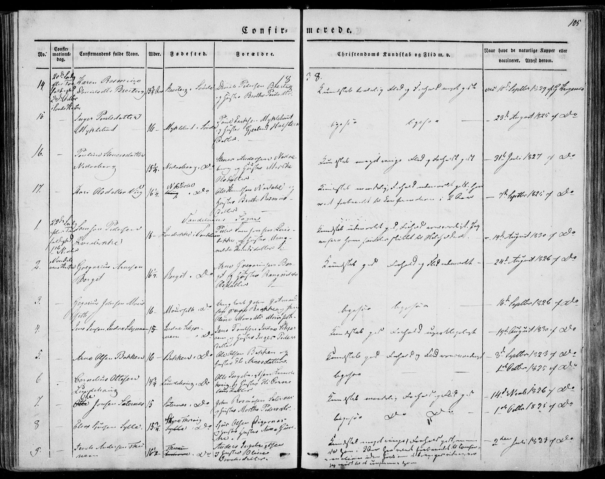 Ministerialprotokoller, klokkerbøker og fødselsregistre - Møre og Romsdal, AV/SAT-A-1454/501/L0005: Parish register (official) no. 501A05, 1831-1844, p. 105