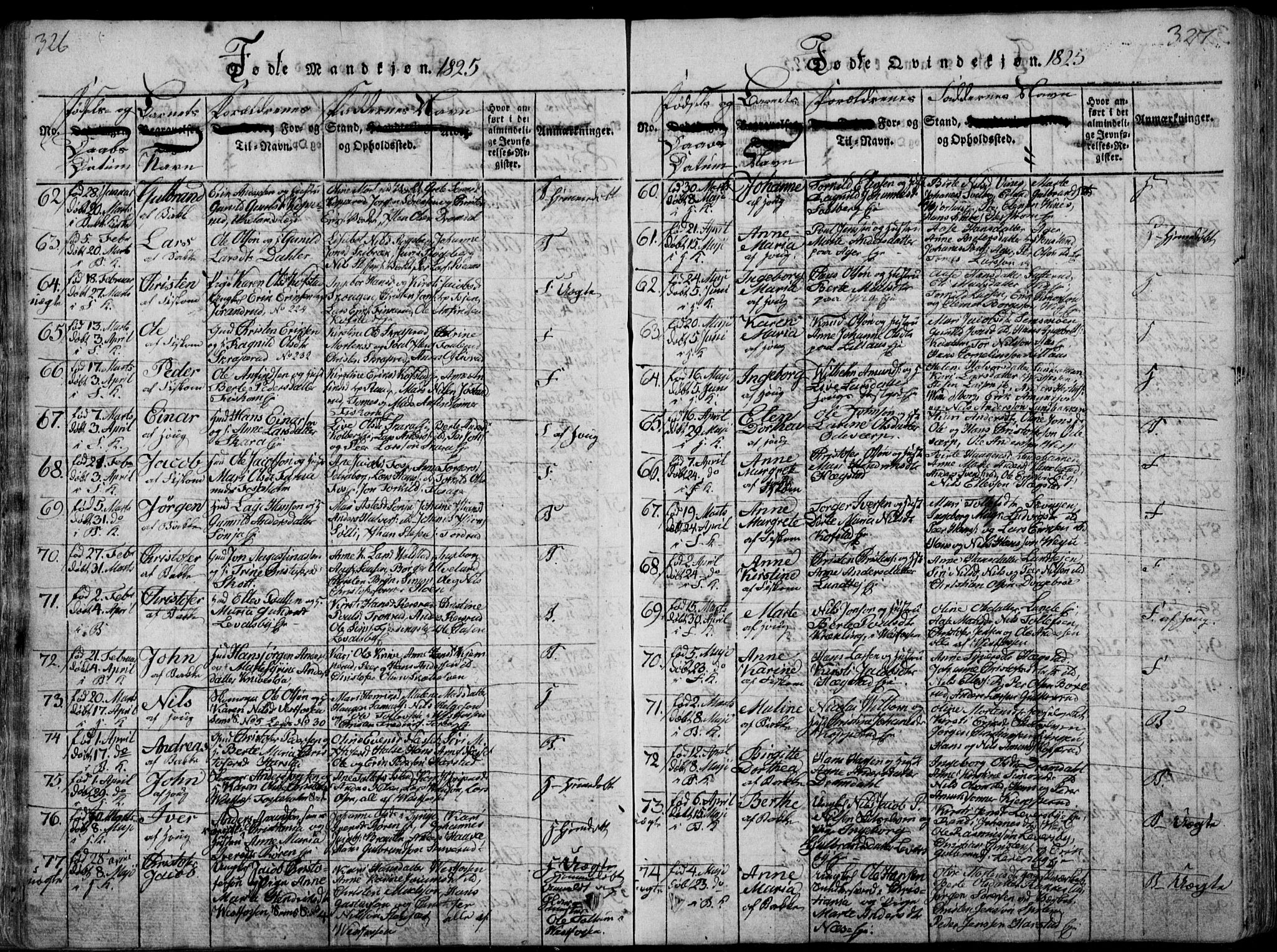 Eiker kirkebøker, SAKO/A-4/F/Fa/L0011: Parish register (official) no. I 11, 1814-1827, p. 326-327