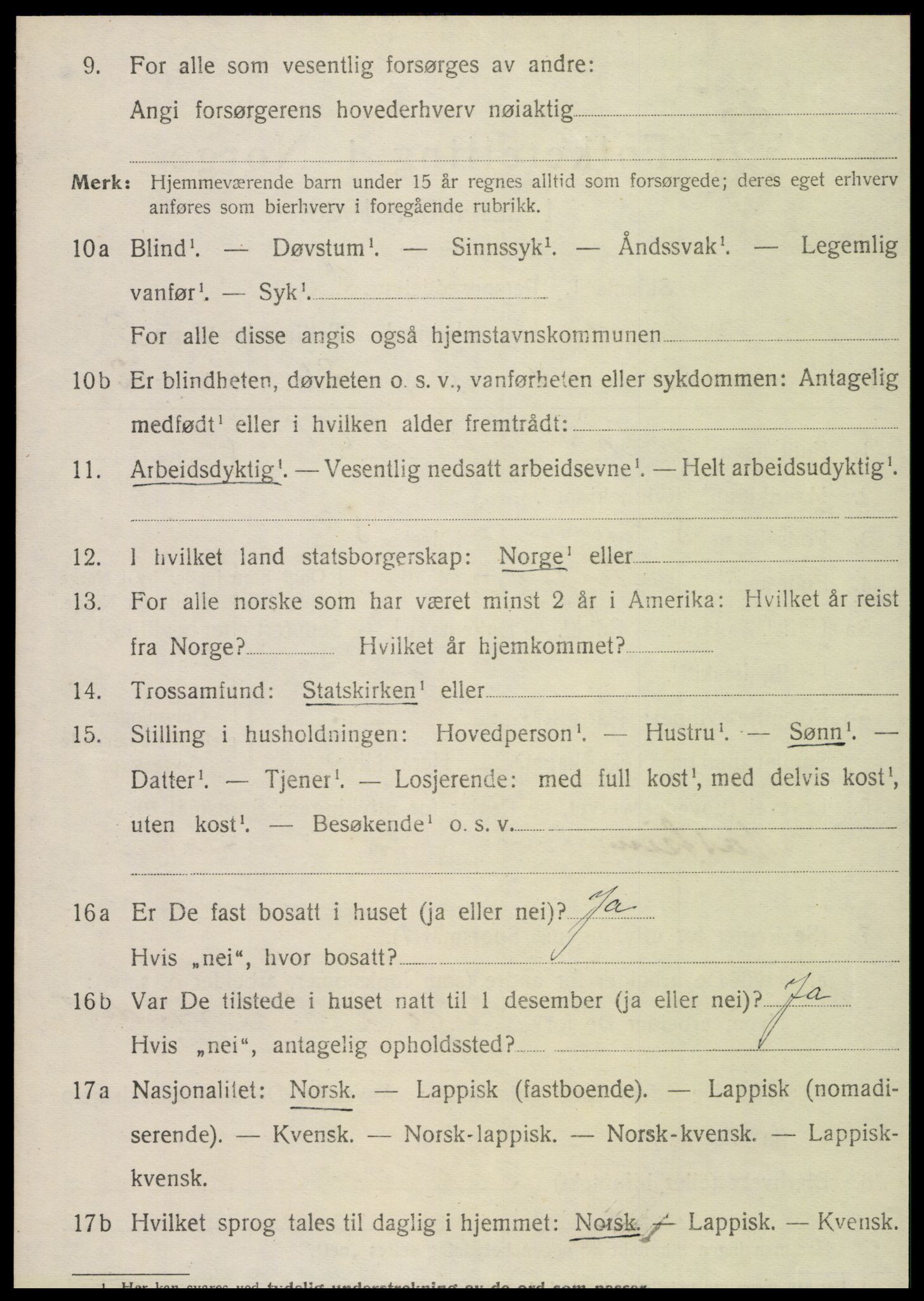 SAT, 1920 census for Nesna, 1920, p. 7328