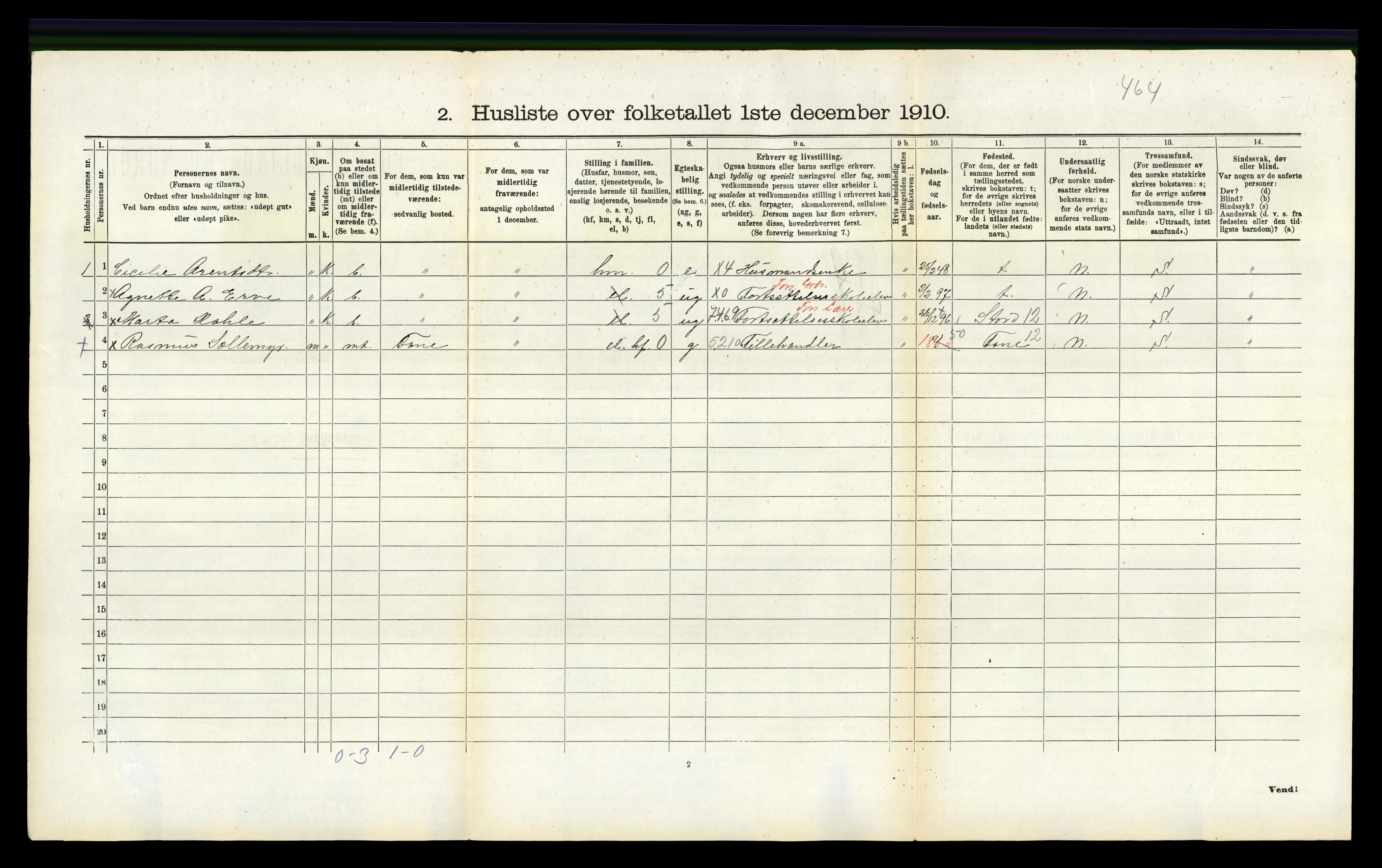 RA, 1910 census for Vikebygd, 1910, p. 222