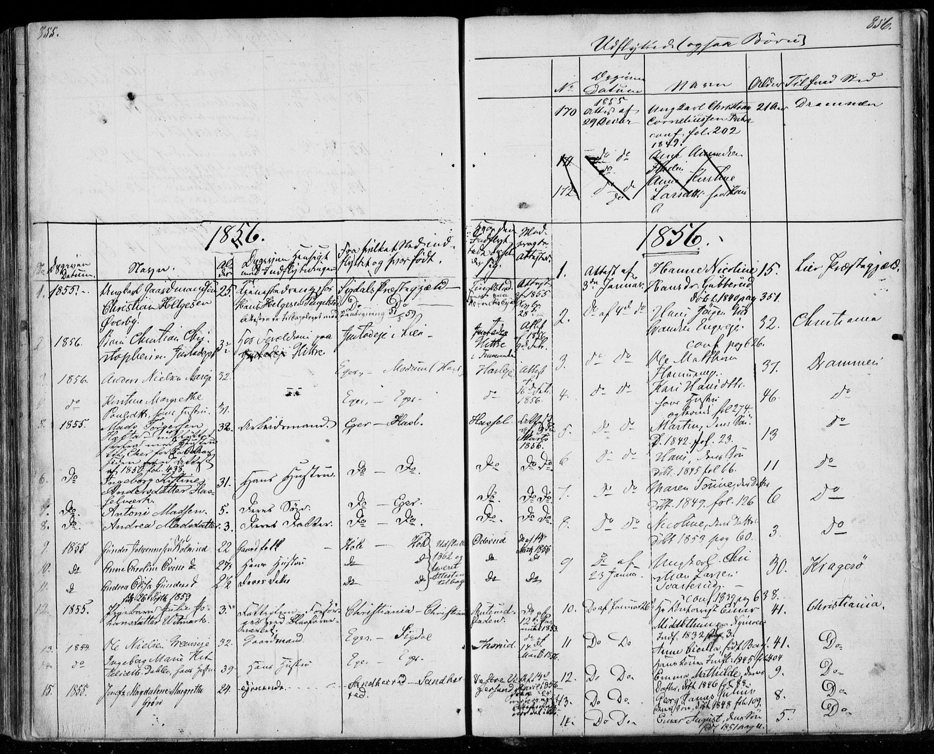 Modum kirkebøker, AV/SAKO-A-234/F/Fa/L0008: Parish register (official) no. 8, 1851-1859, p. 855-856