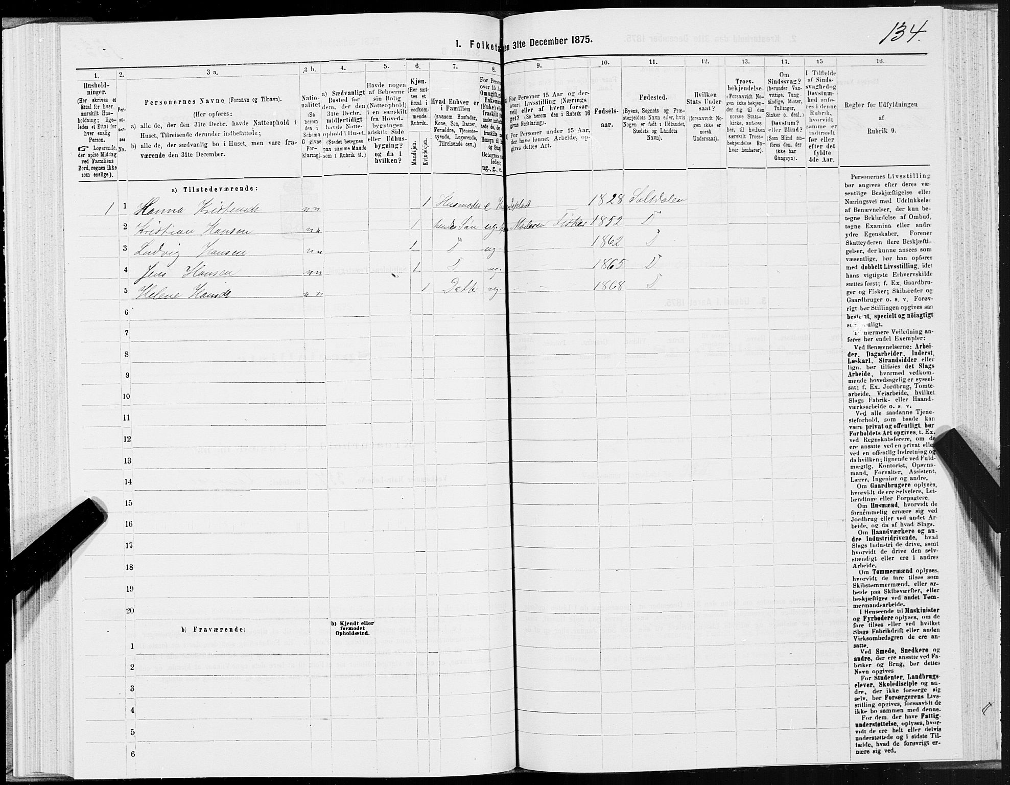 SAT, 1875 census for 1840P Saltdal, 1875, p. 2134