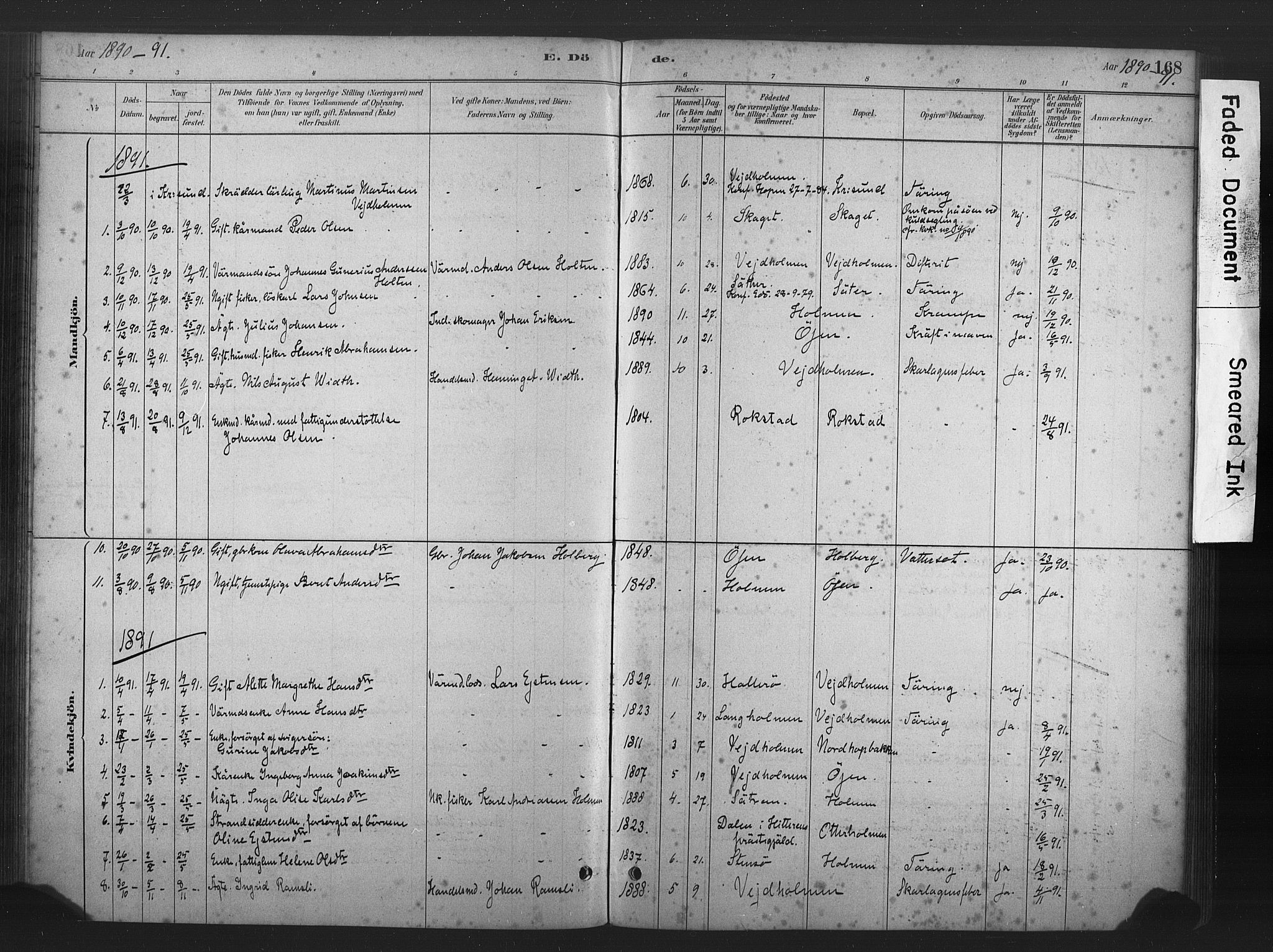 Ministerialprotokoller, klokkerbøker og fødselsregistre - Møre og Romsdal, AV/SAT-A-1454/583/L0954: Parish register (official) no. 583A01, 1880-1906, p. 168