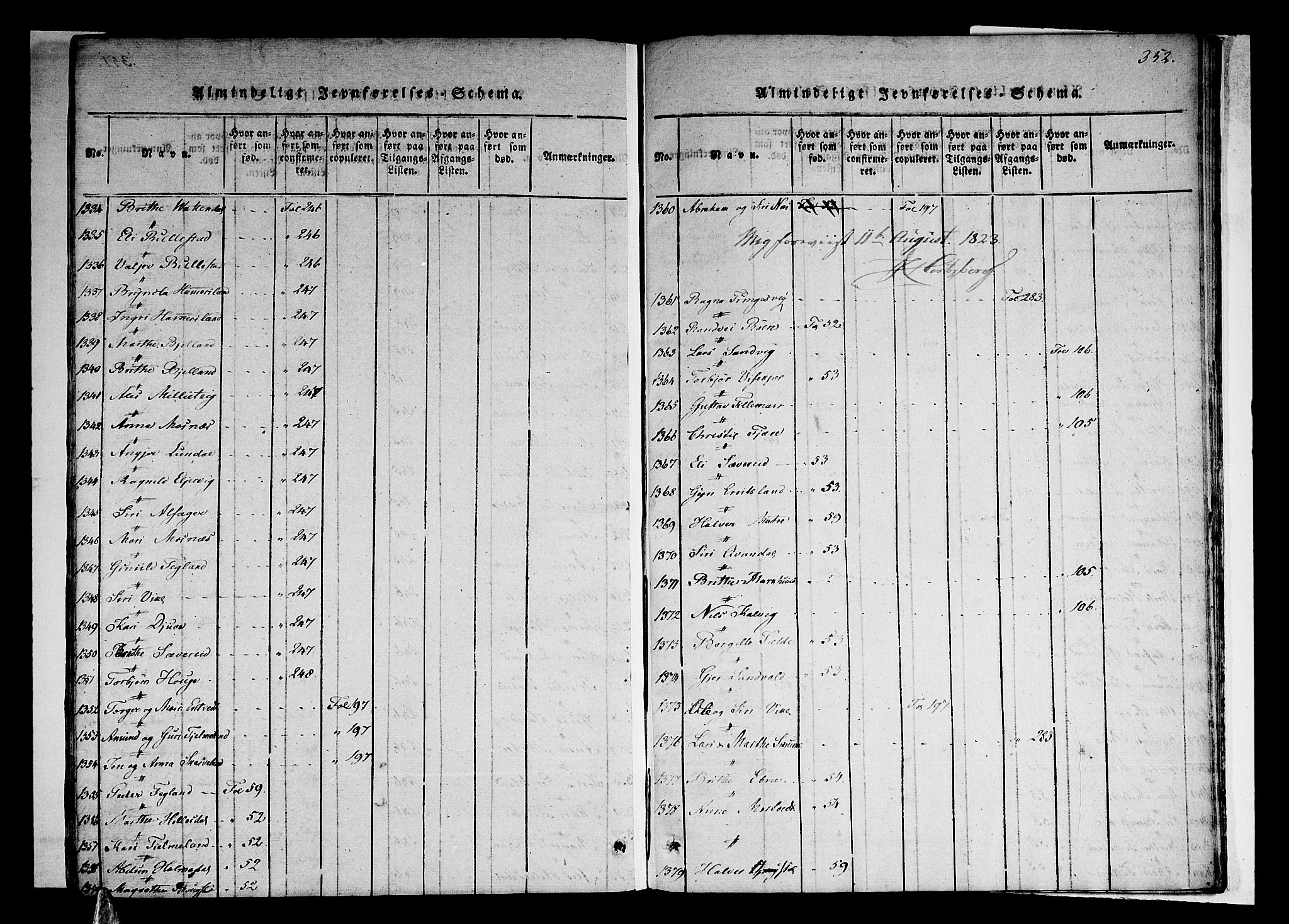 Skånevik sokneprestembete, AV/SAB-A-77801/H/Haa: Parish register (official) no. A 3, 1815-1828, p. 352