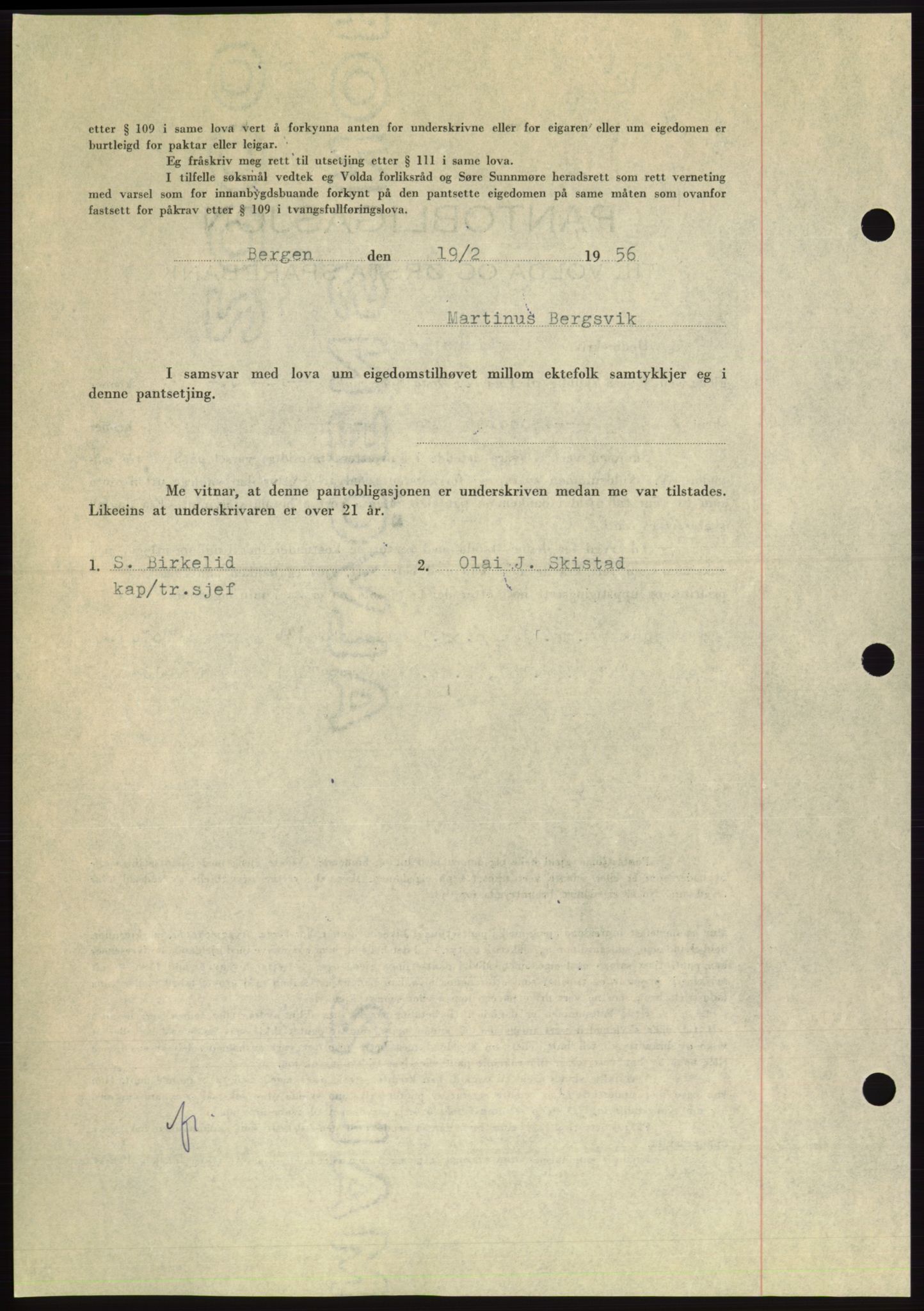 Søre Sunnmøre sorenskriveri, SAT/A-4122/1/2/2C/L0128: Mortgage book no. 16B, 1956-1956, Diary no: : 1082/1956