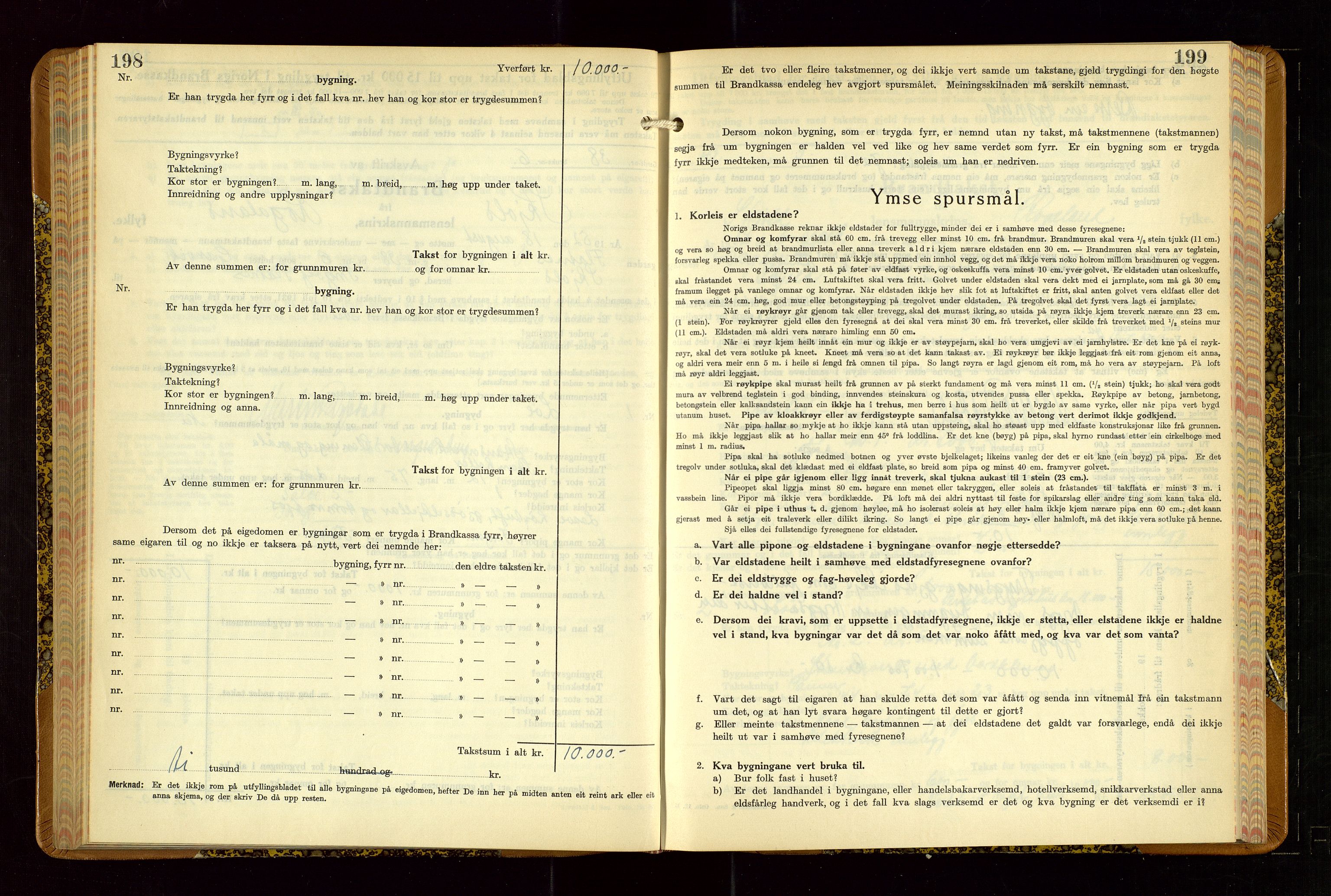 Skjold lensmannskontor, SAST/A-100182/Gob/L0002: "Branntakstbok for Skjold lensmannskrins Rogaland fylke", 1939-1952, p. 198-199