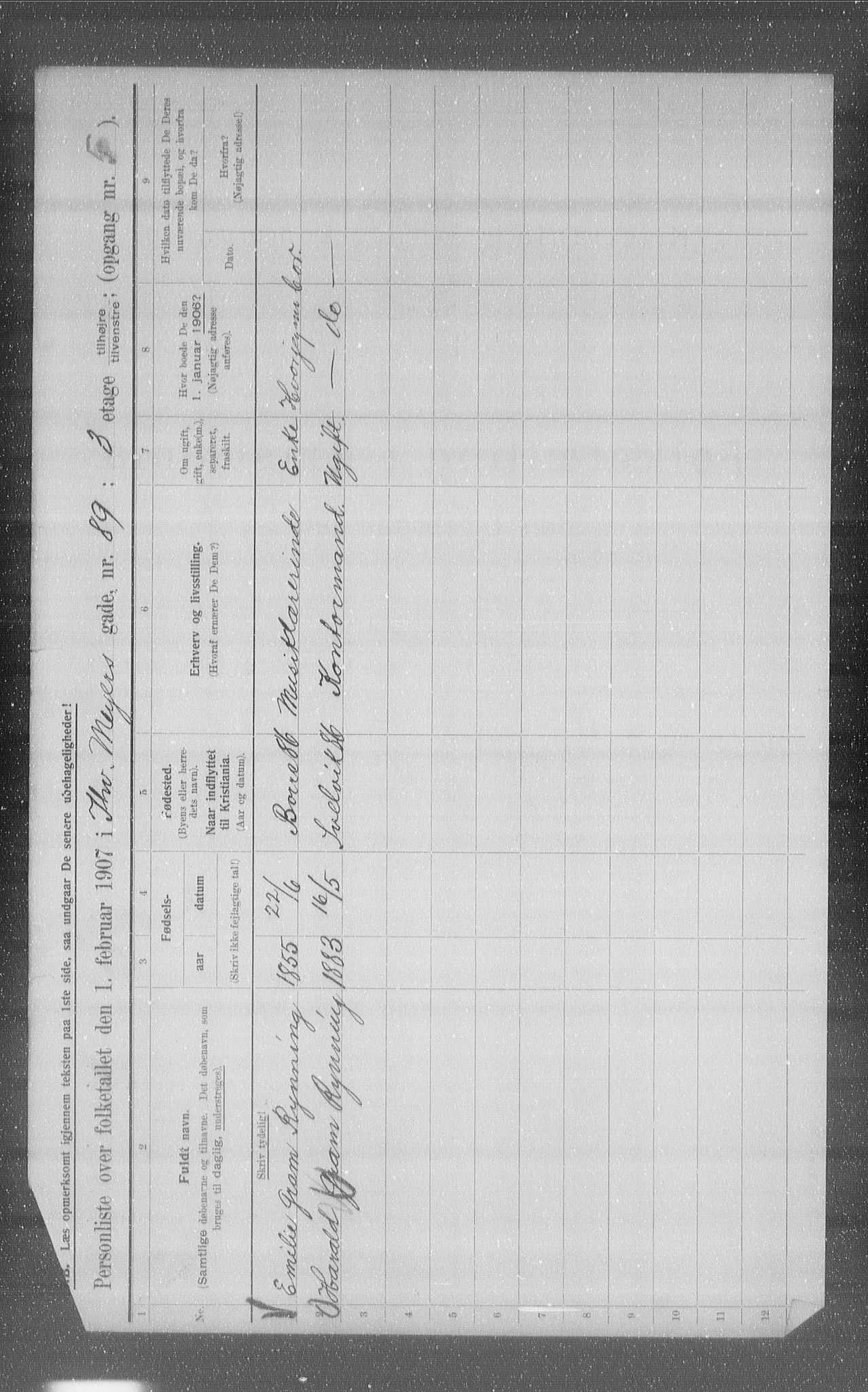 OBA, Municipal Census 1907 for Kristiania, 1907, p. 56584