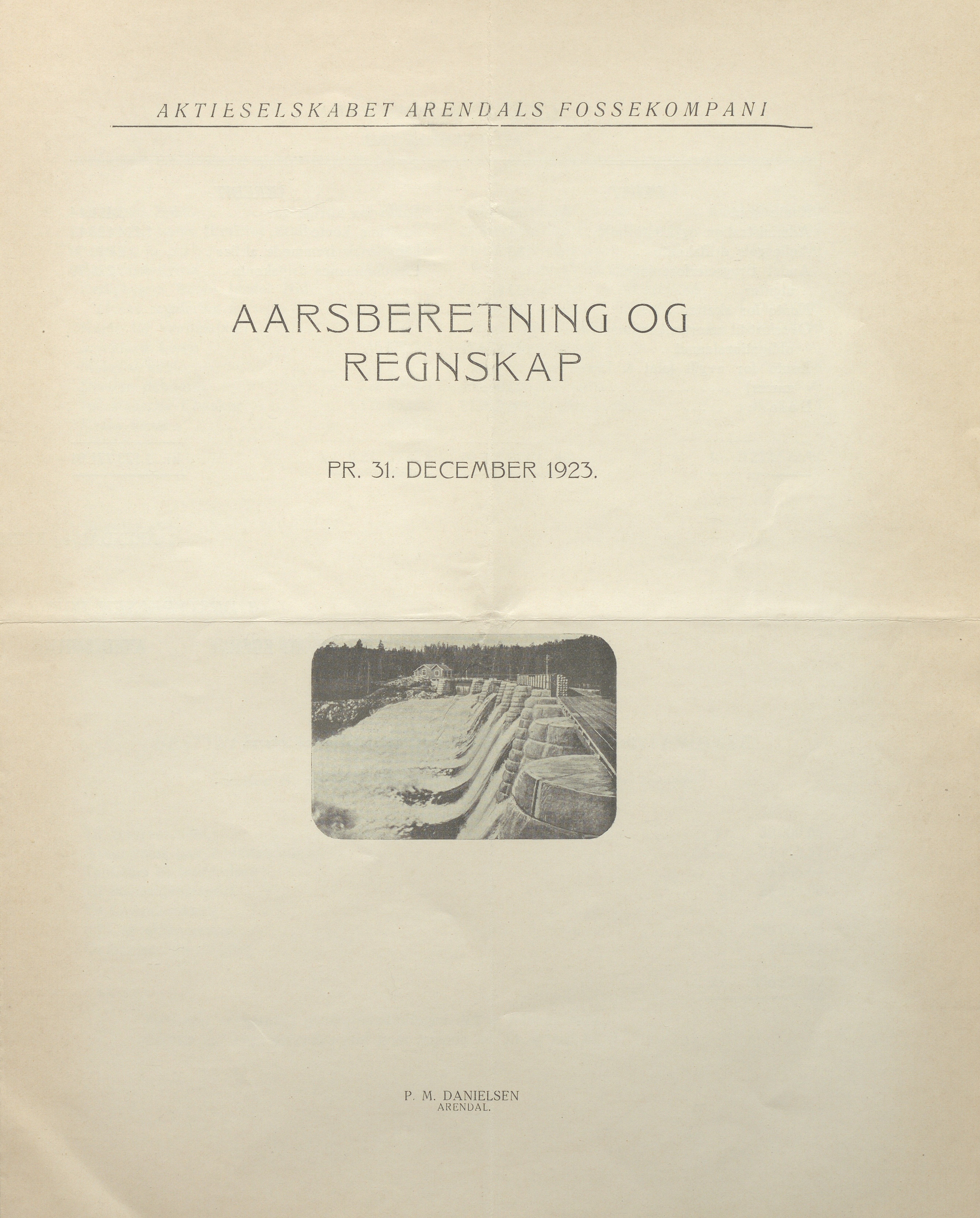 Arendals Fossekompani, AAKS/PA-2413/X/X01/L0001/0008: Beretninger, regnskap, balansekonto, gevinst- og tapskonto / Årsberetning og regnskap 1919 - 1927, 1919-1927, p. 15