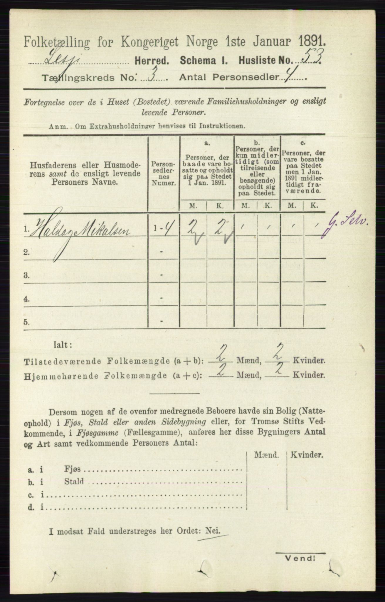 RA, 1891 census for 0512 Lesja, 1891, p. 622