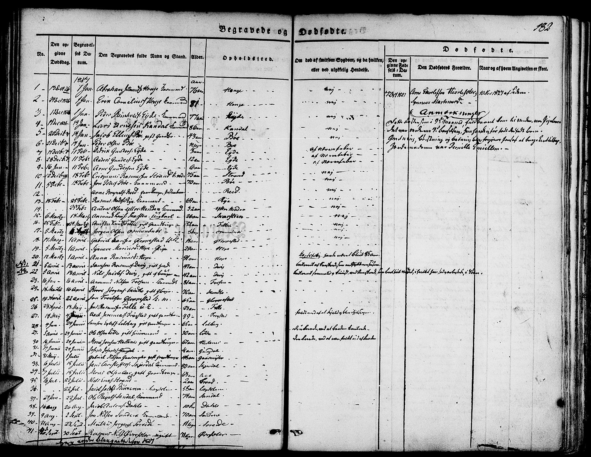 Gloppen sokneprestembete, SAB/A-80101/H/Haa/Haaa/L0007: Parish register (official) no. A 7, 1827-1837, p. 182