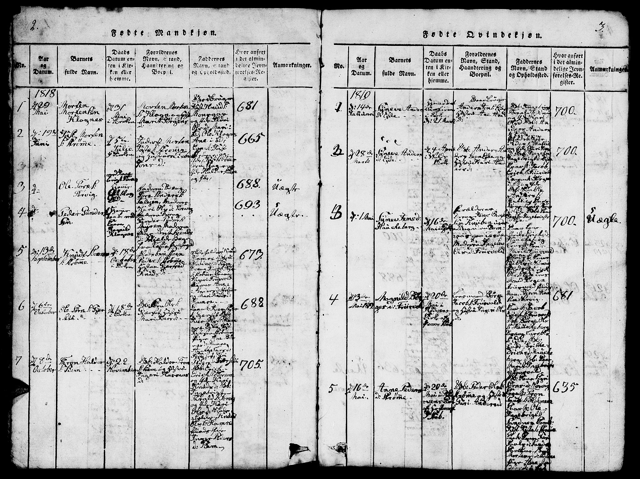 Ministerialprotokoller, klokkerbøker og fødselsregistre - Møre og Romsdal, AV/SAT-A-1454/542/L0558: Parish register (copy) no. 542C01, 1818-1836, p. 2-3